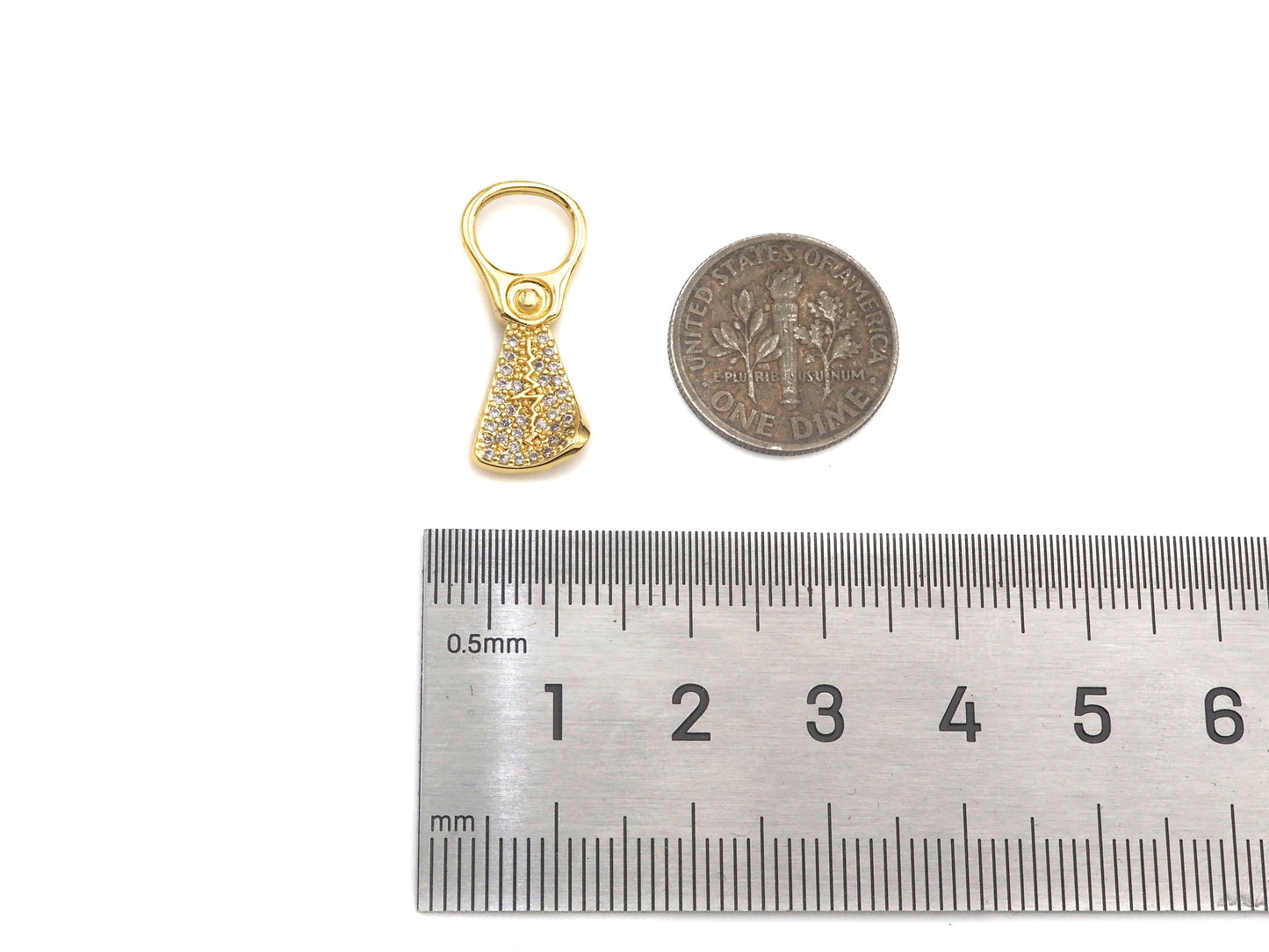 CZ Micro Pave Zip-top Can Shape Pendant/Charm,Cubic Zirconia Dainty Gold Charm, Necklace Bracelet Charm Pendant,9x23mm, Sku#F1386