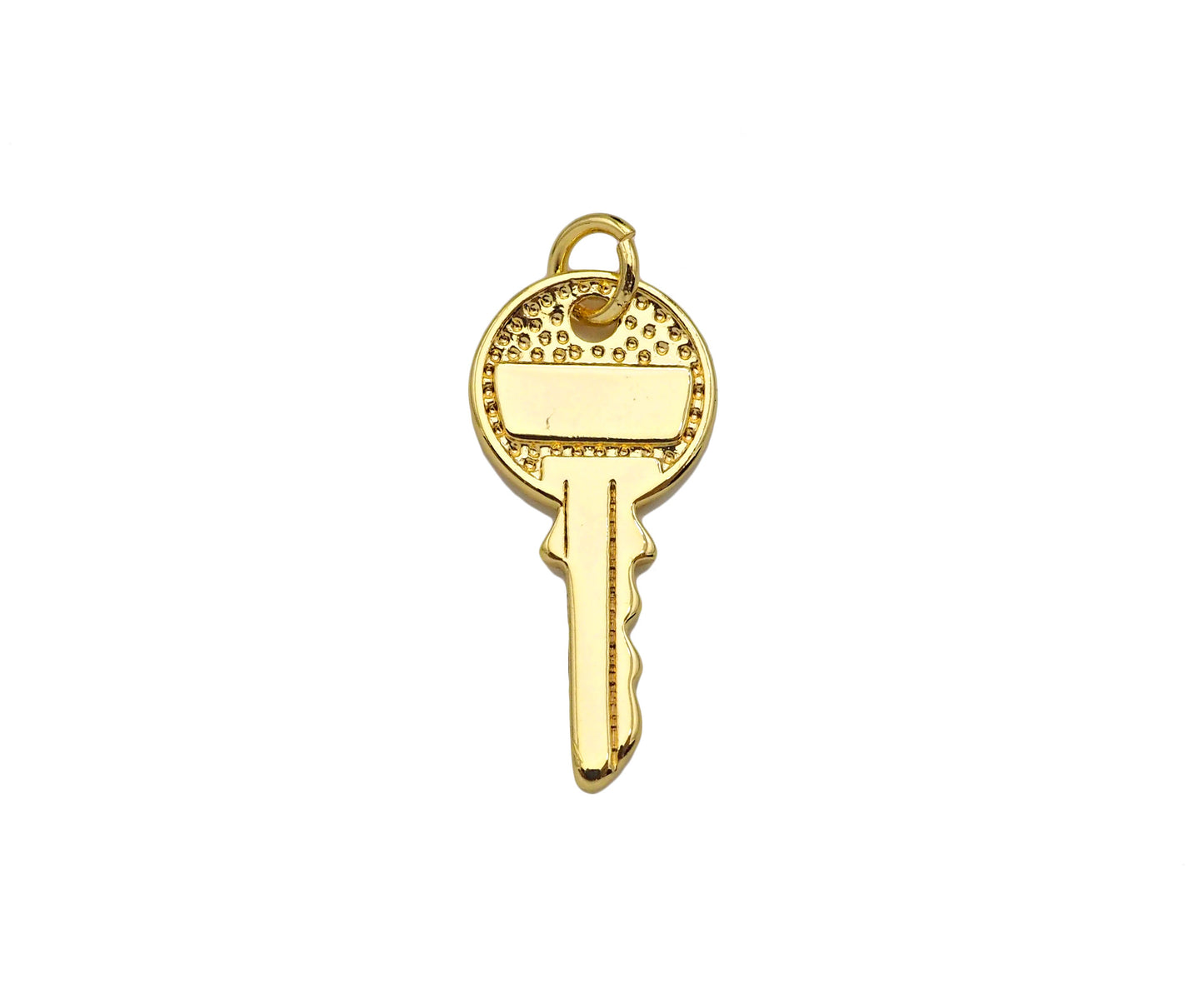 18K Gold Key Shape Pendant, Gold Charm, SKU#FH162