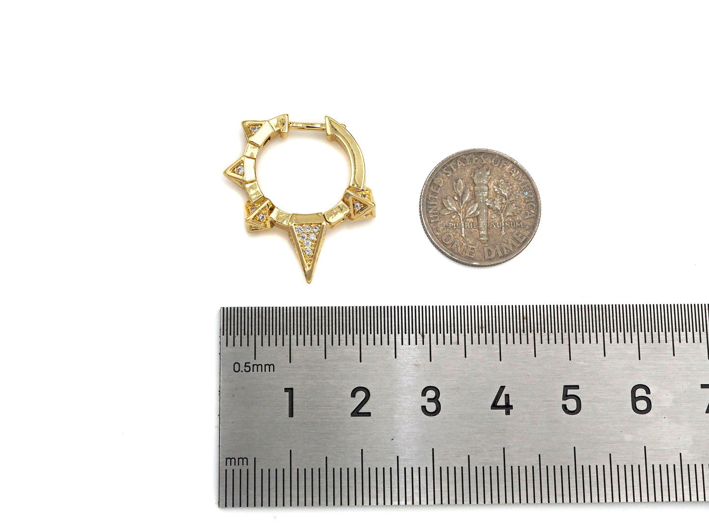 CZ Spike Huggie Earrings, Sku#J306
