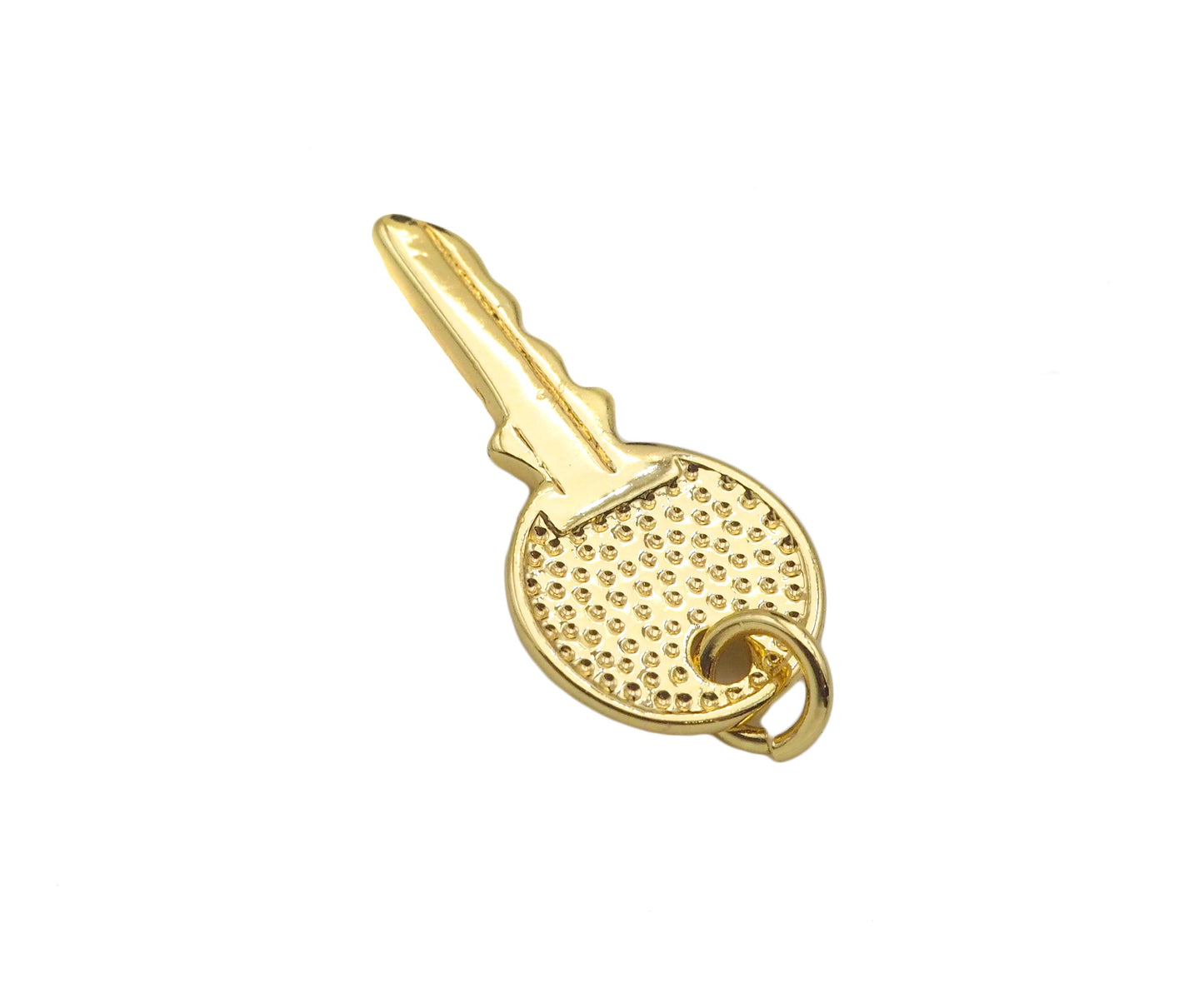 18K Gold Key Shape Pendant, Gold Charm, SKU#FH162
