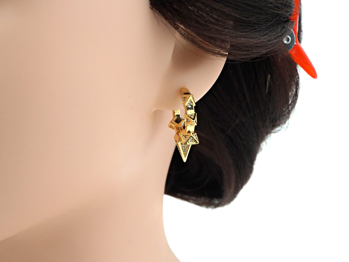 CZ Spike Huggie Earrings, Sku#J306
