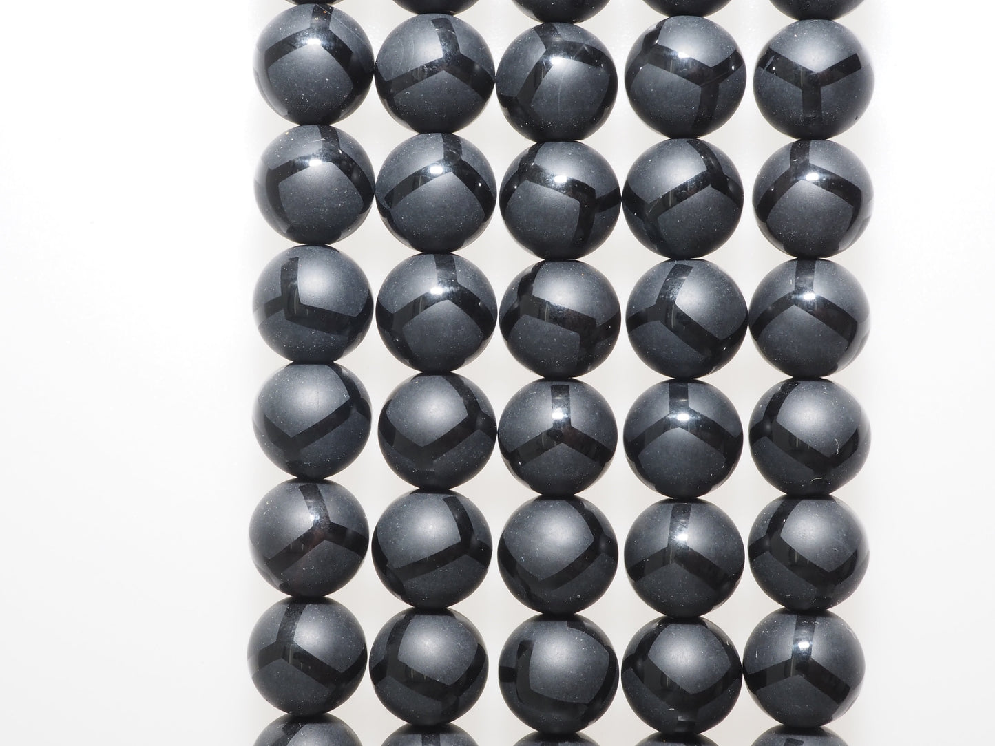 Black Onyx Matte Round Smooth with Football line Beads, 6mm/8mm/10mm/12mm Round Matte onyx, Patterned Onyx, 15.5inch strand, SKU#V16