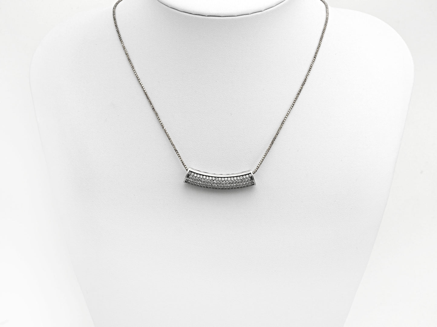 Rhodium CZ Micro Pave Half Full Pave Tube, Antique Silver Tone, Cubic Zirconia Pave Separator Tube Beads,39x10mm,sku#X128