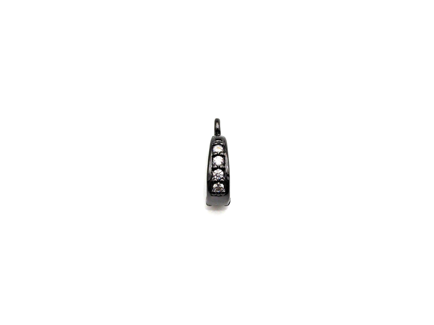 Black CZ Micro Pave Bail/Latch Clasp, Cubic Zirconia Clasp/Connector/Link, Black CZ Bail, 3x7x11mm, sku#Z781