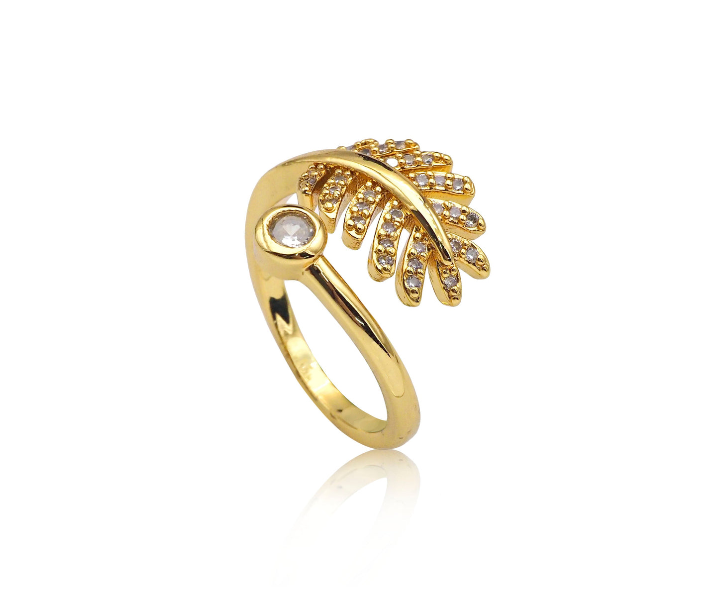 CZ Leaf Shape Adjustable Ring, Sku#X194