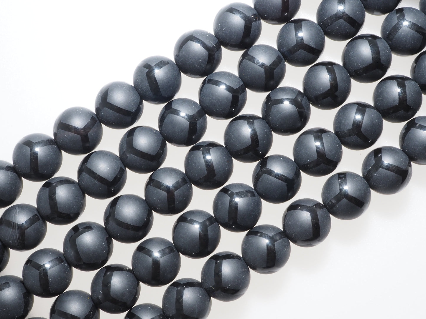 Black Onyx Matte Round Smooth with Football line Beads, 6mm/8mm/10mm/12mm Round Matte onyx, Patterned Onyx, 15.5inch strand, SKU#V16