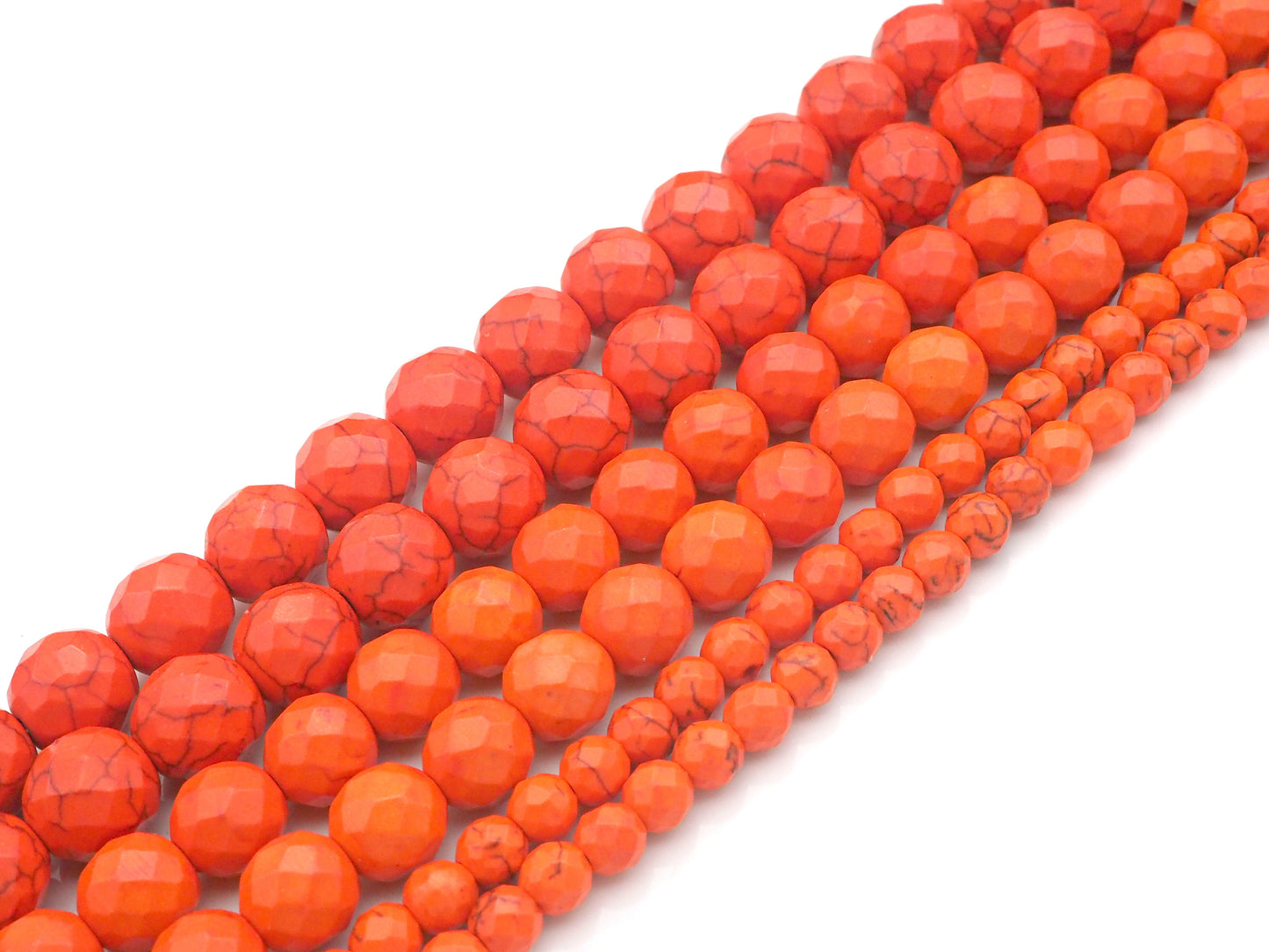 Faceted Dyed Orange Turquoise Beads, 6mm/8mm/10mm/12mm Faceted Turquoise Dyed Howlite Beads,  15.5" Full Strand, sku#UA177