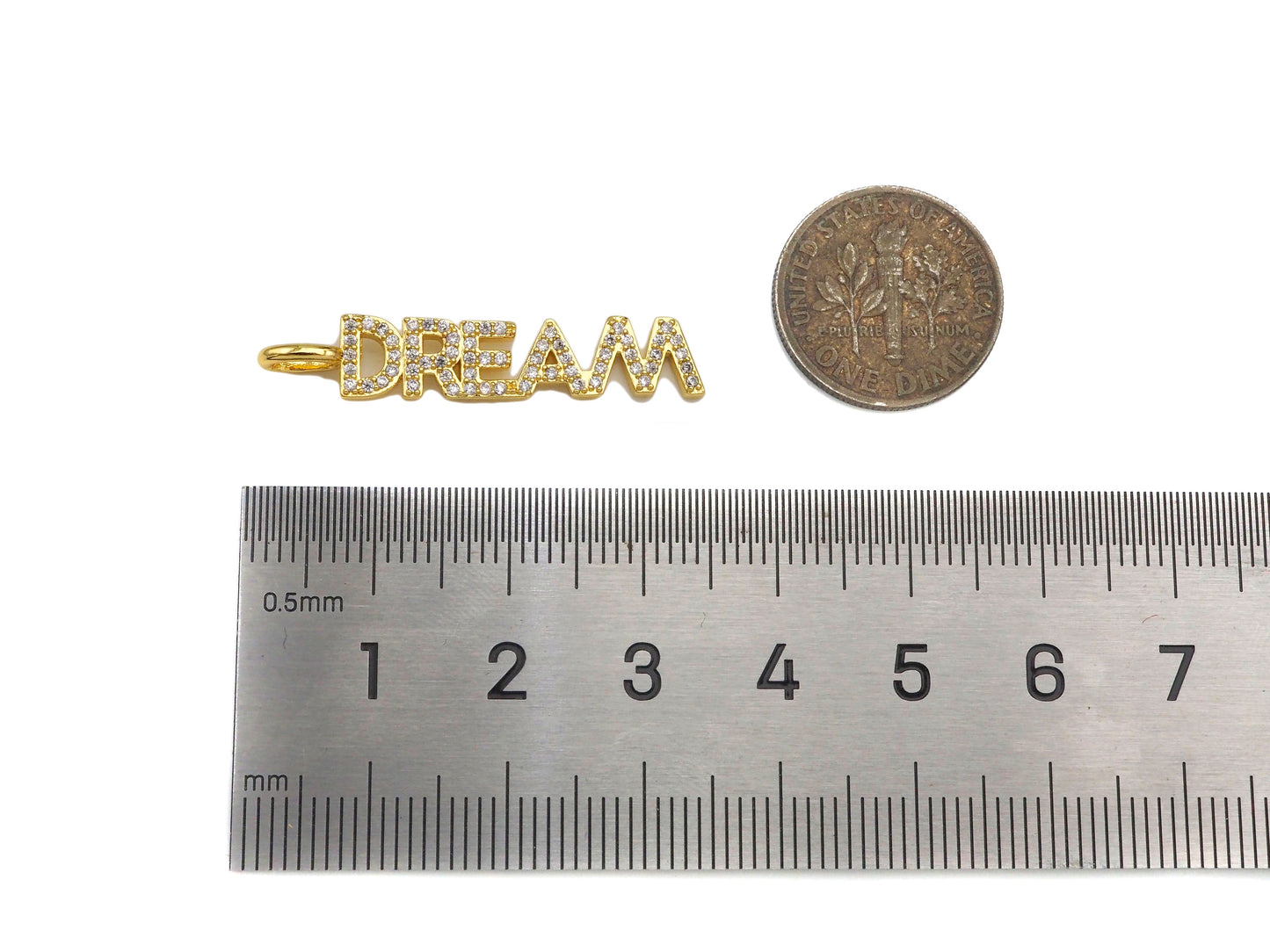 CZ Micro Pave Dream Word Pendant/Charm,Cubic Zirconia Charm, Necklace Bracelet Charm Pendant,6x34mm, Sku#Z1289