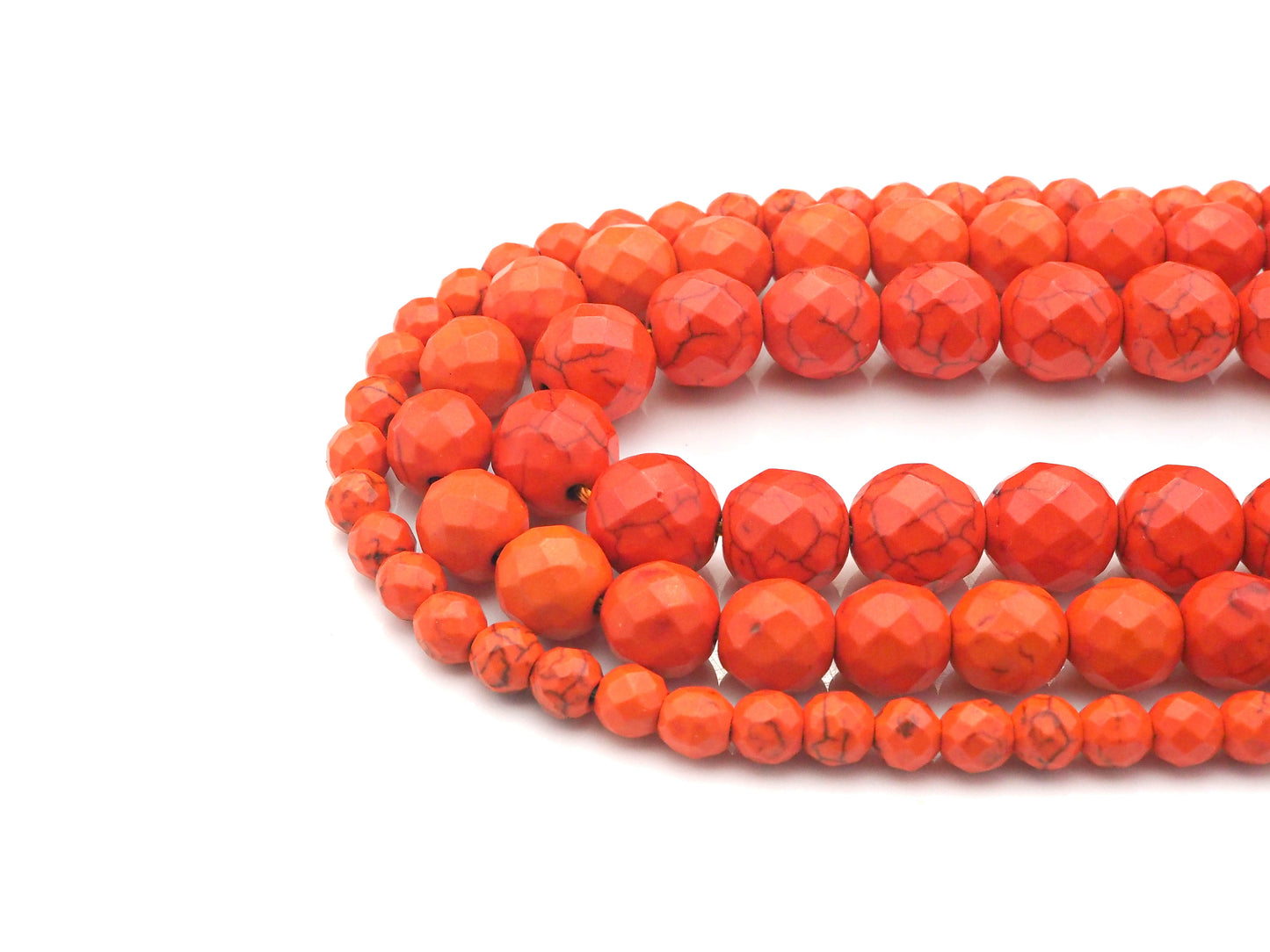 Faceted Dyed Orange Turquoise Beads, 6mm/8mm/10mm/12mm Faceted Turquoise Dyed Howlite Beads,  15.5" Full Strand, sku#UA177