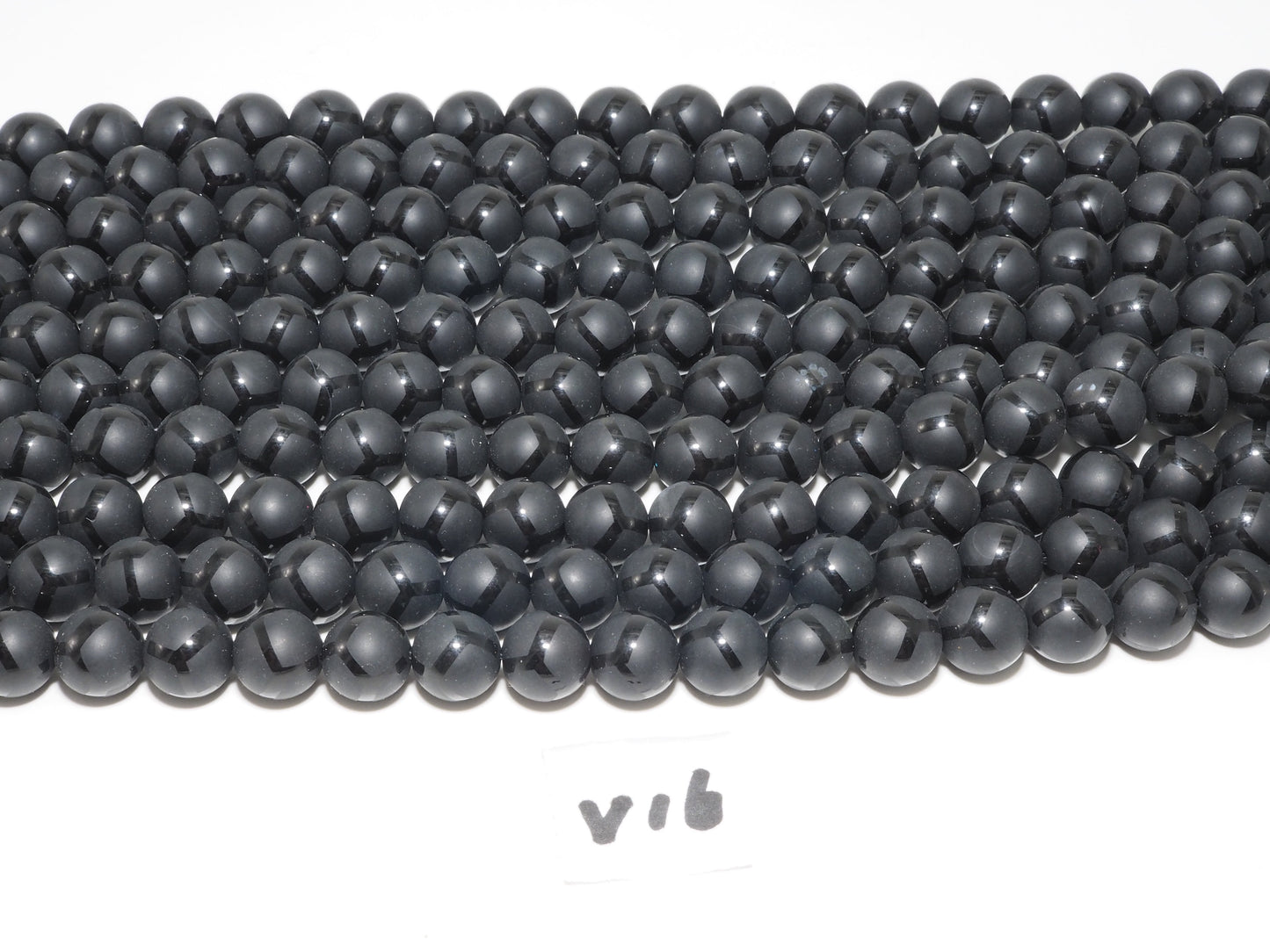 Black Onyx Matte Round Smooth with Football line Beads, 6mm/8mm/10mm/12mm Round Matte onyx, Patterned Onyx, 15.5inch strand, SKU#V16