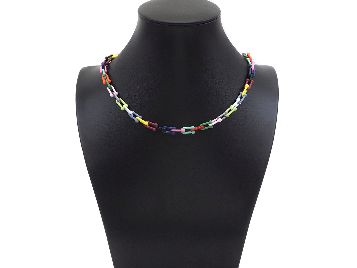 Rainbow Enamel U Chain Necklace Bracelet, Colorful Chain Link Necklace, Retro Colorful Chain Necklace Bracelet, sku#M399