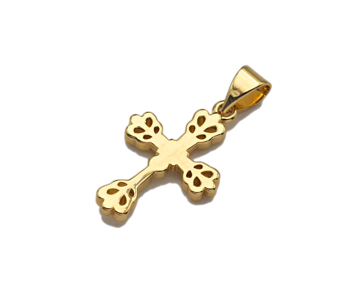 18k Dainty Gold Flower Cross Shape Charms, Dainty Charms,  Sku#F1300