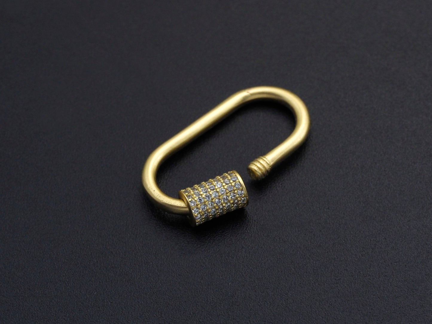 Matte Gold Clear CZ Micro pave Oval Shape Clasp, CZ Pave Clasp, 24K Gold Carabiner Clasp,10x19mm/14x28mm, sku#H204