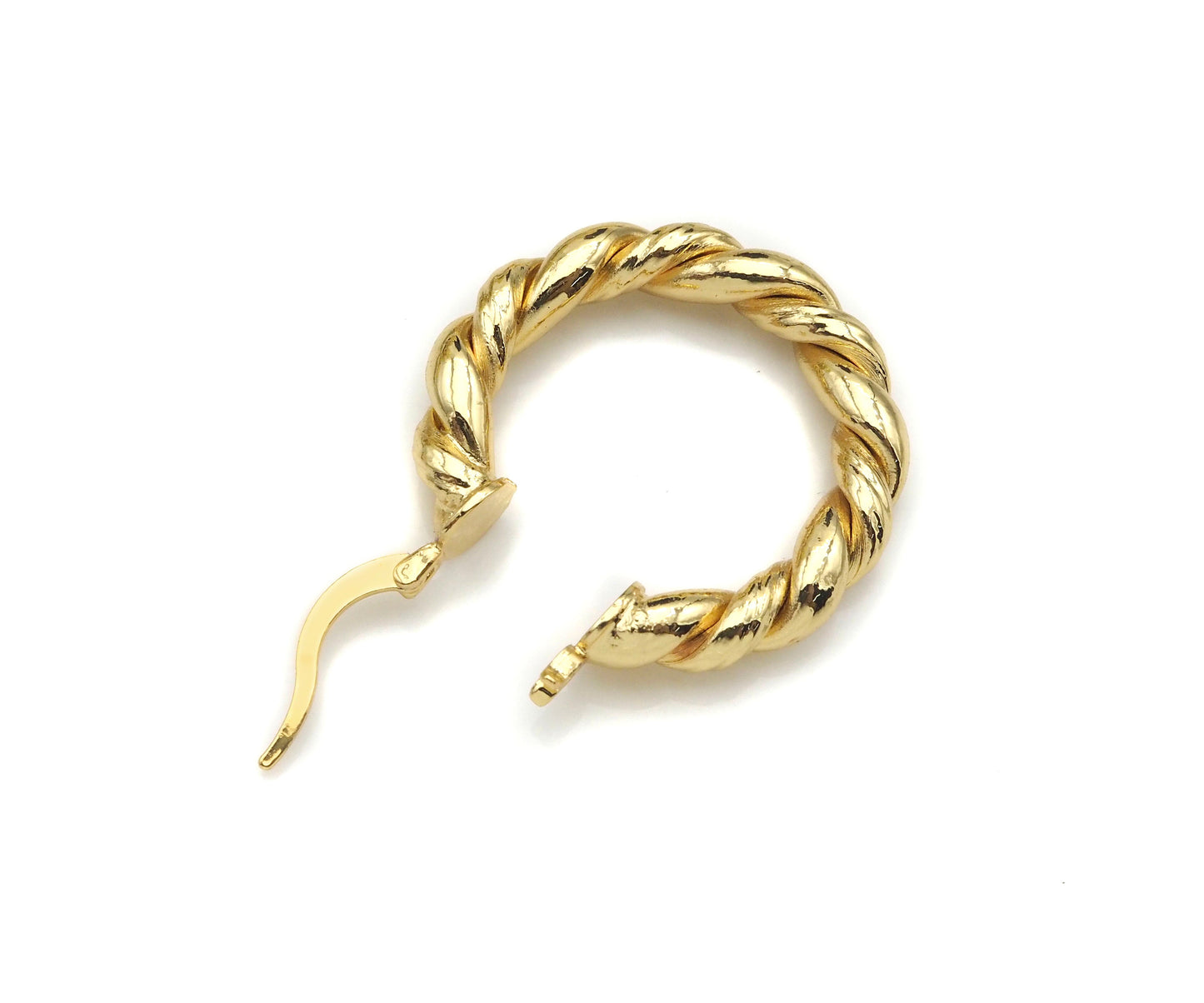 Gold Twisted Hoop Earrings, Sku#J302