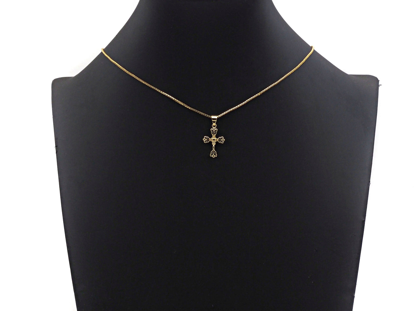18k Dainty Gold Flower Cross Shape Charms, Dainty Charms,  Sku#F1300