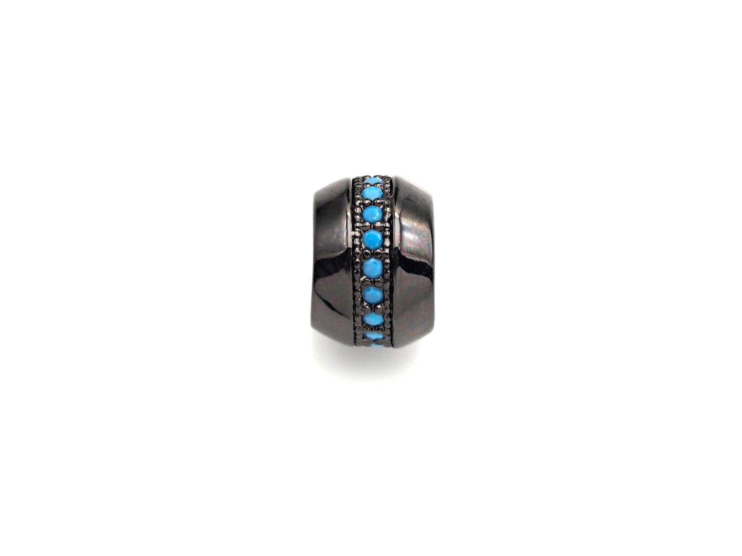 Turquoise large Hole beads, Cubic Zirconia Spacer Beads, European Large hole Bead, 6x8mm, sku#Z881