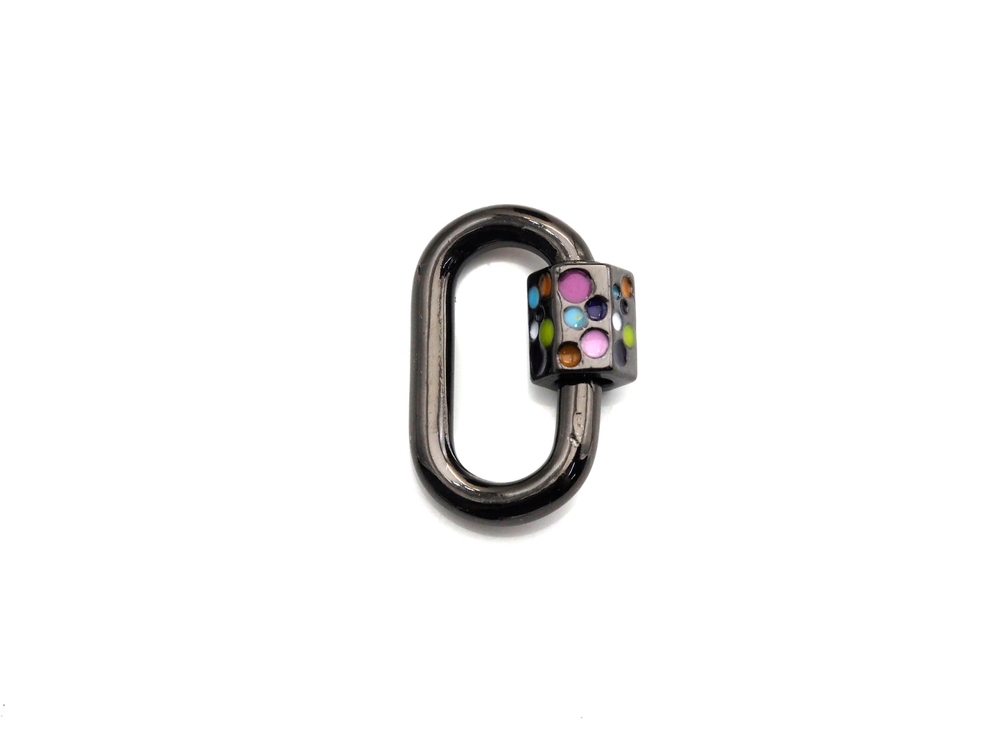 NEW Colorful Enamel Oval Shape Clasp, CZ Pave Clasp, Gold/Silver/Rose Gold/Gunmetal Carabiner Clasp, 15x22mm, sku#H230