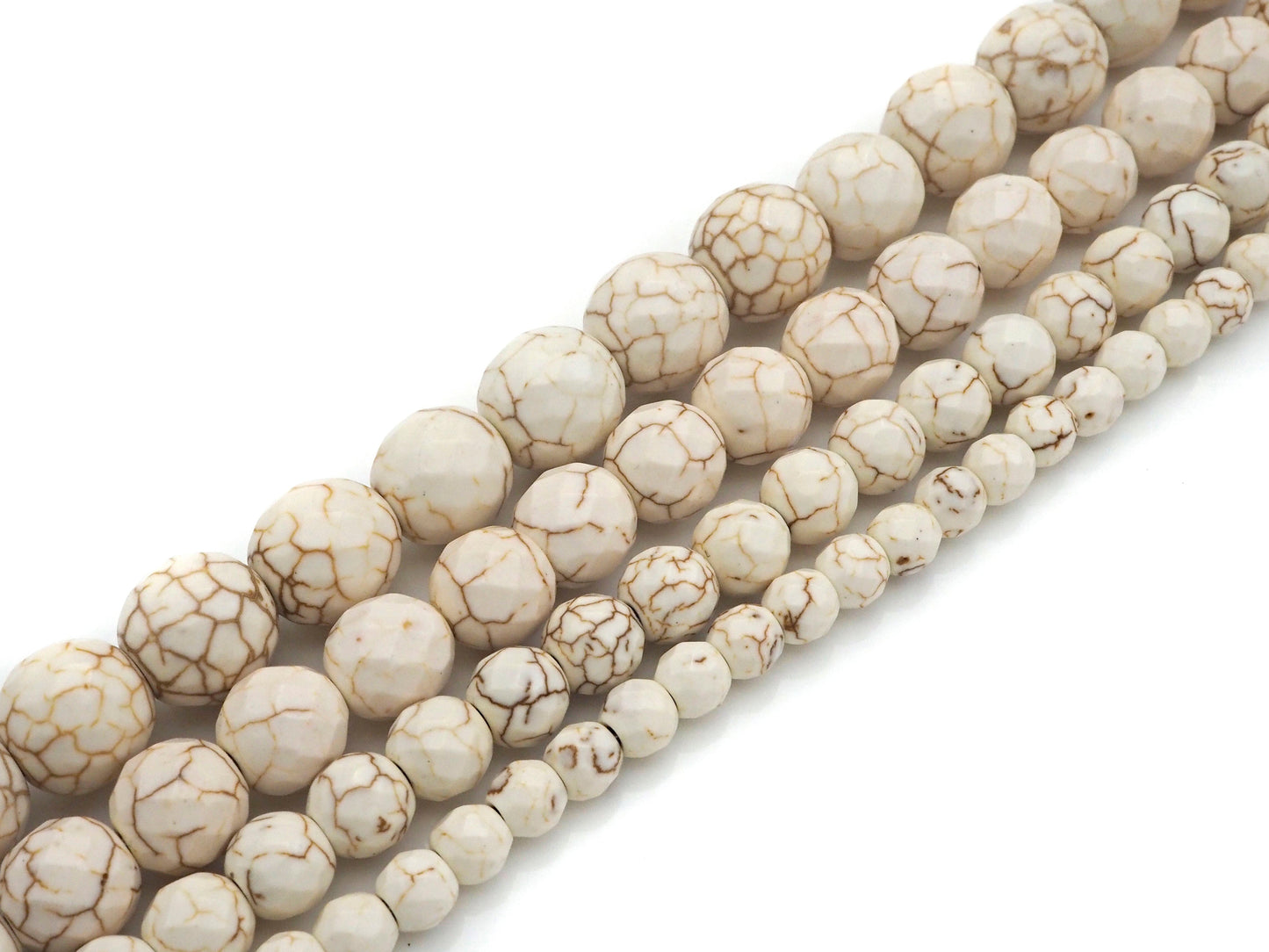 Faceted White Turquoise Beads, 6mm/8mm/10mm/12mm Faceted Turquoise Dyed Howlite Beads,  15.5" Full Strand, sku#UA181