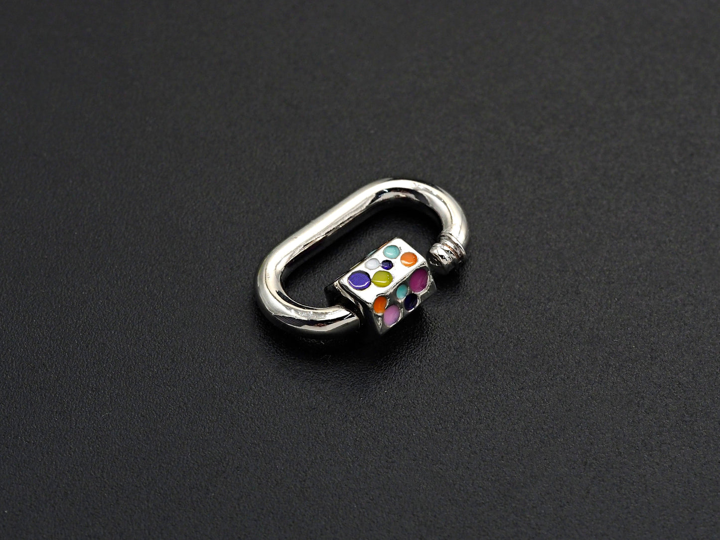 NEW Colorful Enamel Oval Shape Clasp, CZ Pave Clasp, Gold/Silver/Rose Gold/Gunmetal Carabiner Clasp, 15x22mm, sku#H230