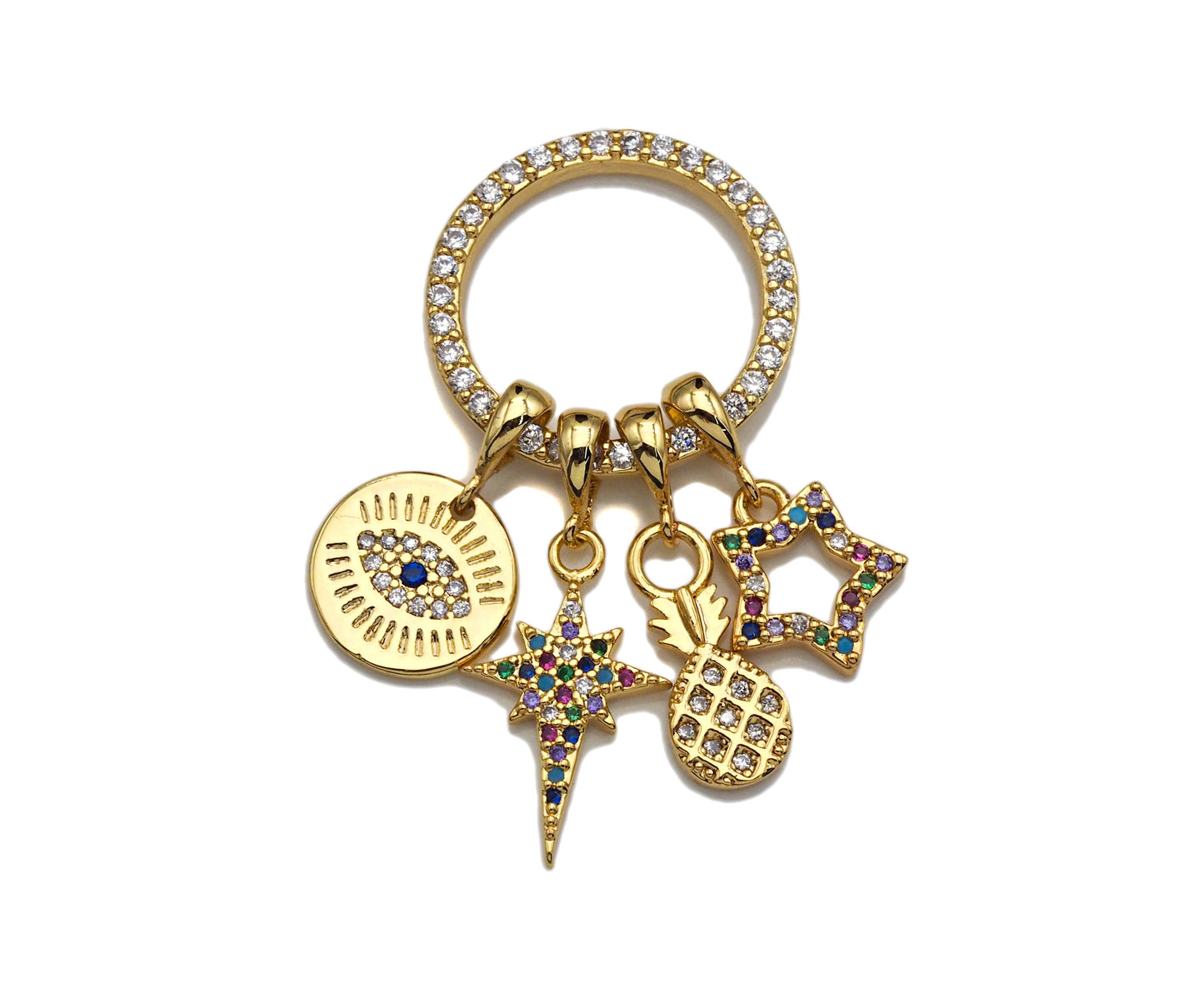 Pave North Star Evil Eye Pineapple Cubic Zirconia, F1197
