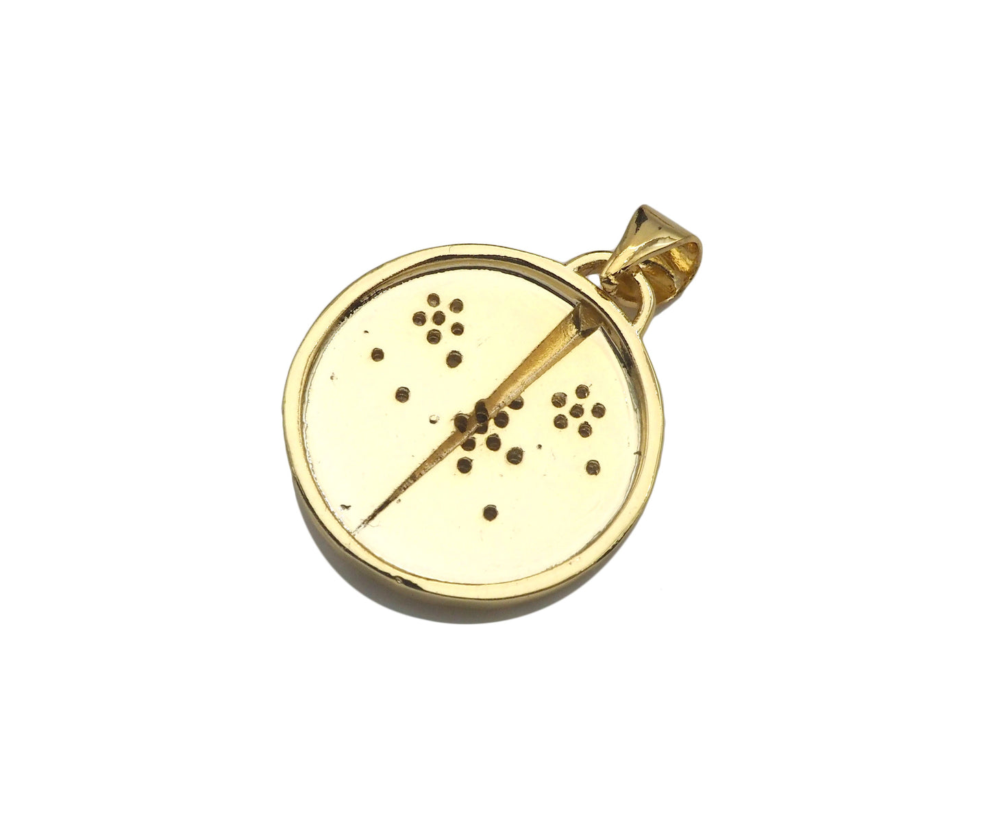 CZ Micro Pave Embossed Blossom Thorn Coin Shape Pendant, 18K Gold Medallion Charm, Necklace Bracelet Charm Pendant,18mm,Sku#FH166