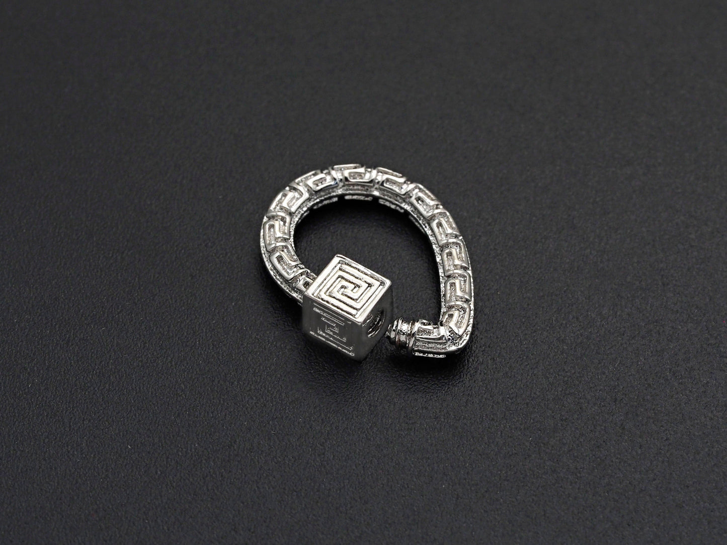 NEW Engraved Teardrop Shape Clasp, CZ Pave Clasp, Gold/Silve