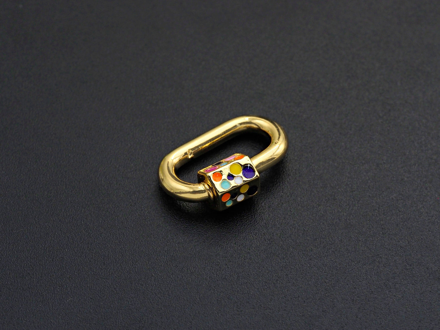 NEW Colorful Enamel Oval Shape Clasp, CZ Pave Clasp, Gold/Silver/Rose Gold/Gunmetal Carabiner Clasp, 15x22mm, sku#H230
