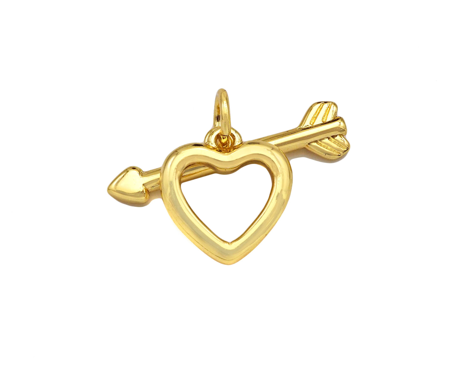 18K Gold Heart With Arrows Shape Toggle Clasp, Necklace Bracelet Clasp/Connetor,20x11mm, Sku#Z1293