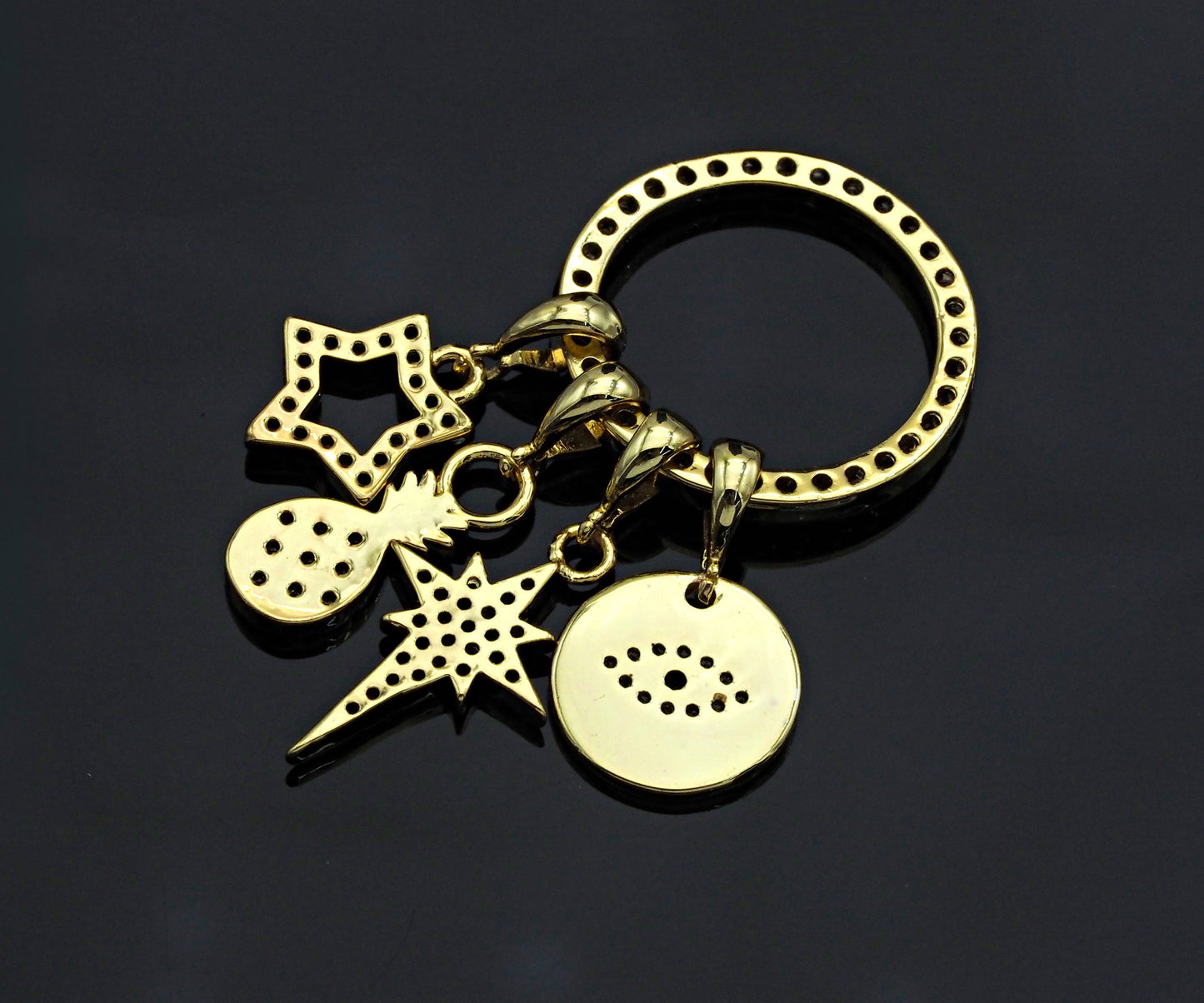 Pave North Star Evil Eye Pineapple Cubic Zirconia, F1197