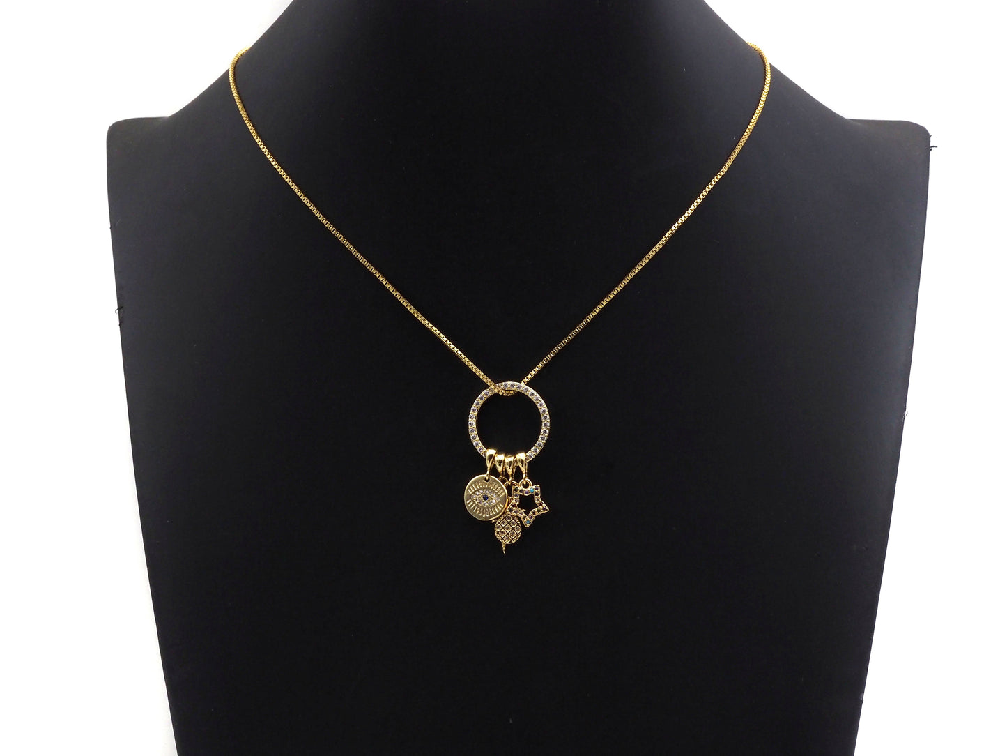 Pave North Star Evil Eye Pineapple Cubic Zirconia, F1197