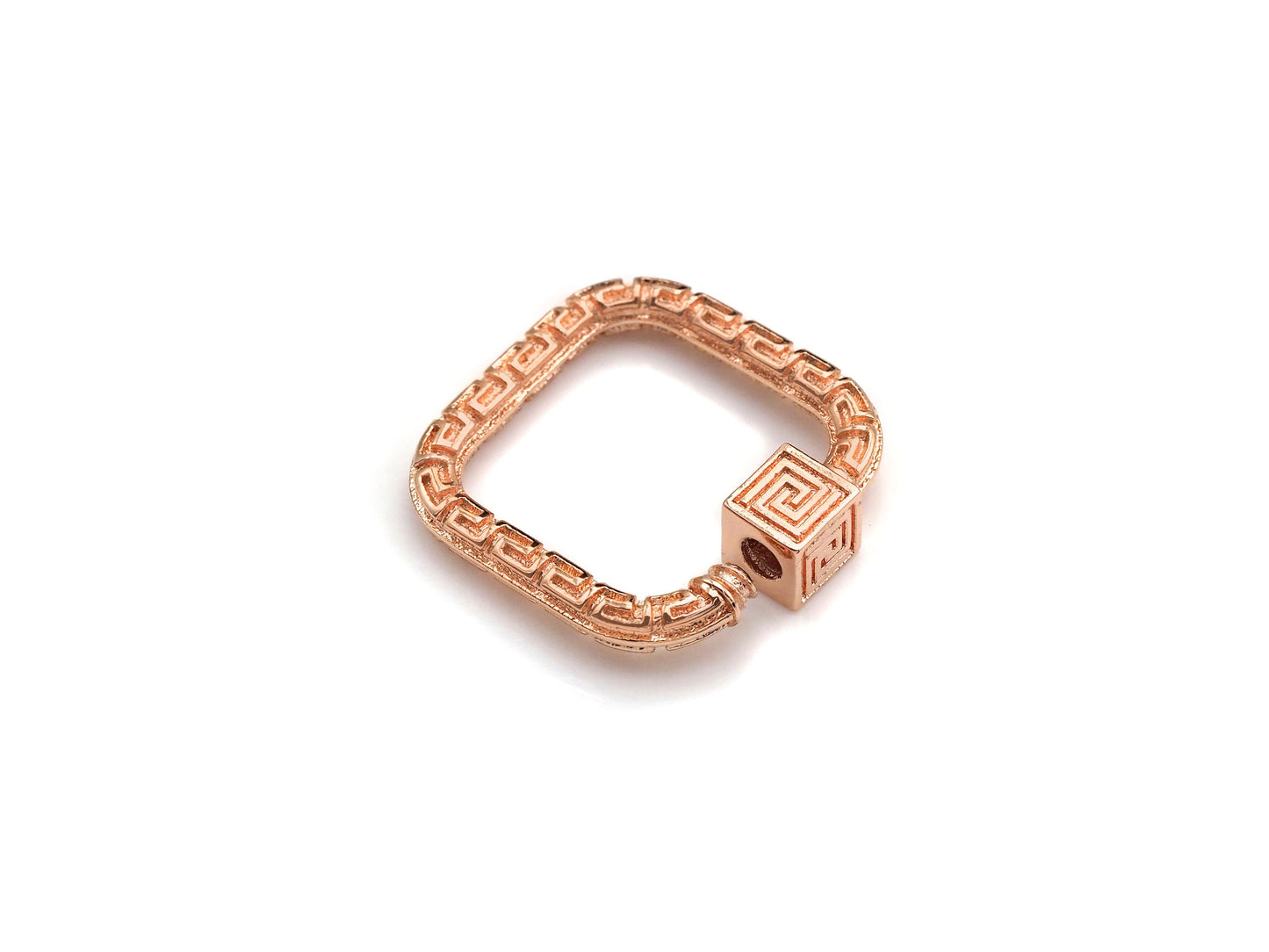 NEW Engraved Square Shape Clasp, CZ Pave Clasp, Gold/Silver/Rose Gold/Gunmetal Carabiner Clasp, 22mm, sku#H207