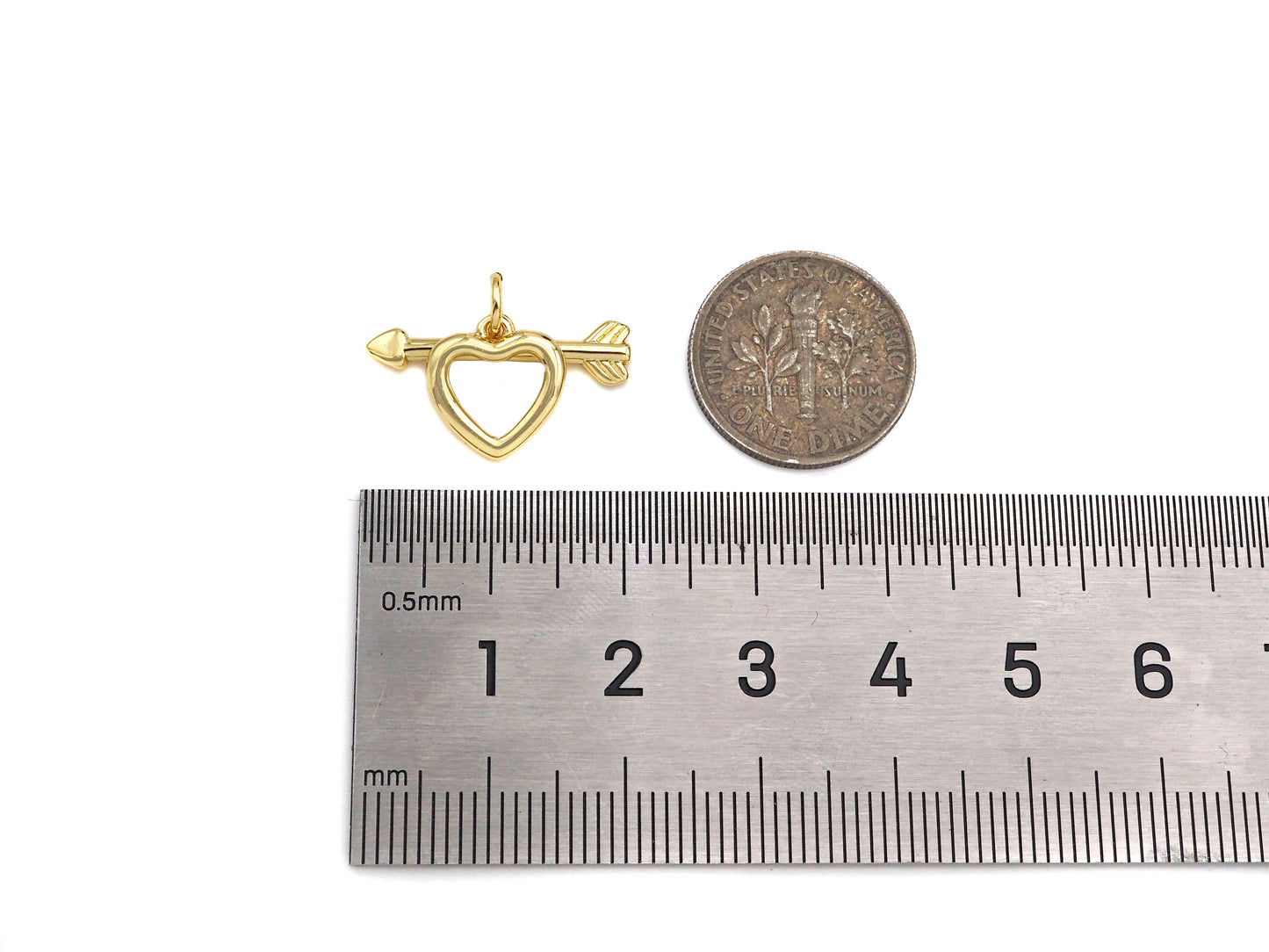 18K Gold Heart With Arrows Shape Toggle Clasp, Necklace Bracelet Clasp/Connetor,20x11mm, Sku#Z1293