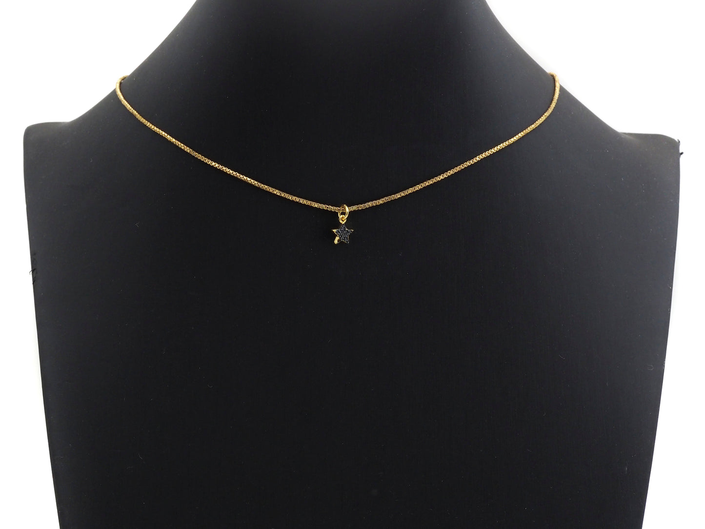 Black CZ Micro Pave Five Star Shape Pendant, Five Star Pave Pendant, Gold plated, 7x9mm, Sku#Z699