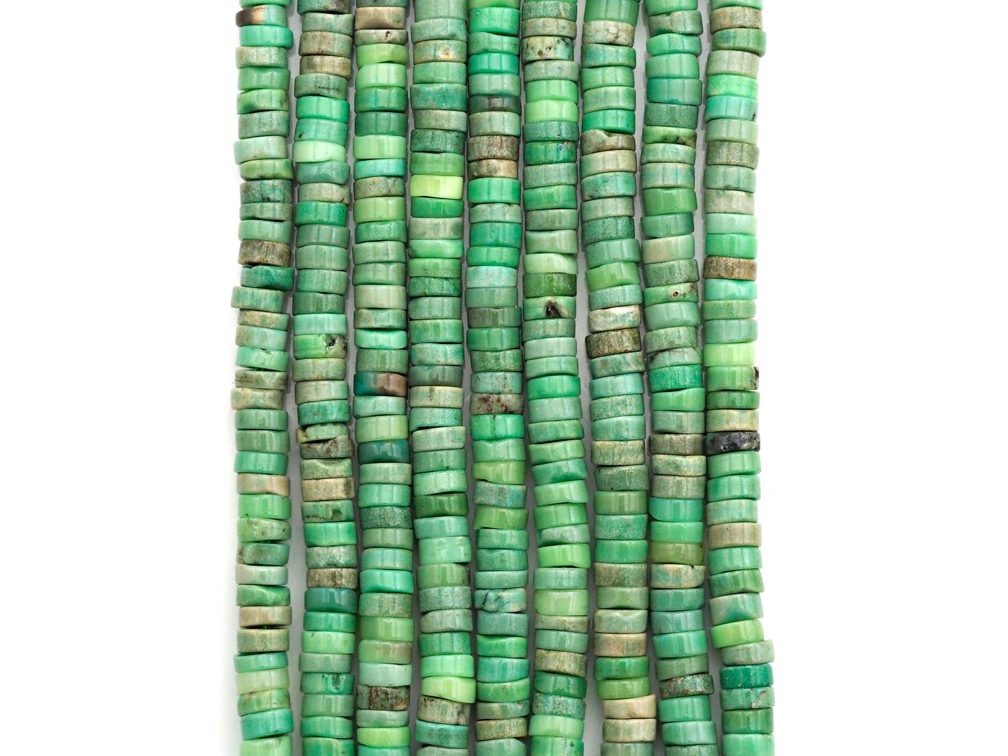 Natural Green Opal Heshi Gemstone Beads, Beads size 4x1.5mm, Green Opal Beads, 15.5" Full Strands, sku#U621