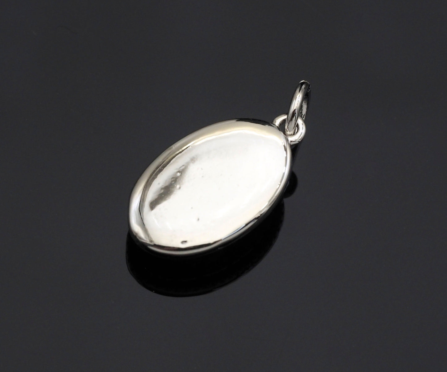CZ Micro Pave Embossed Diamond On Oval Shape Pendant, Sku#F1229C
