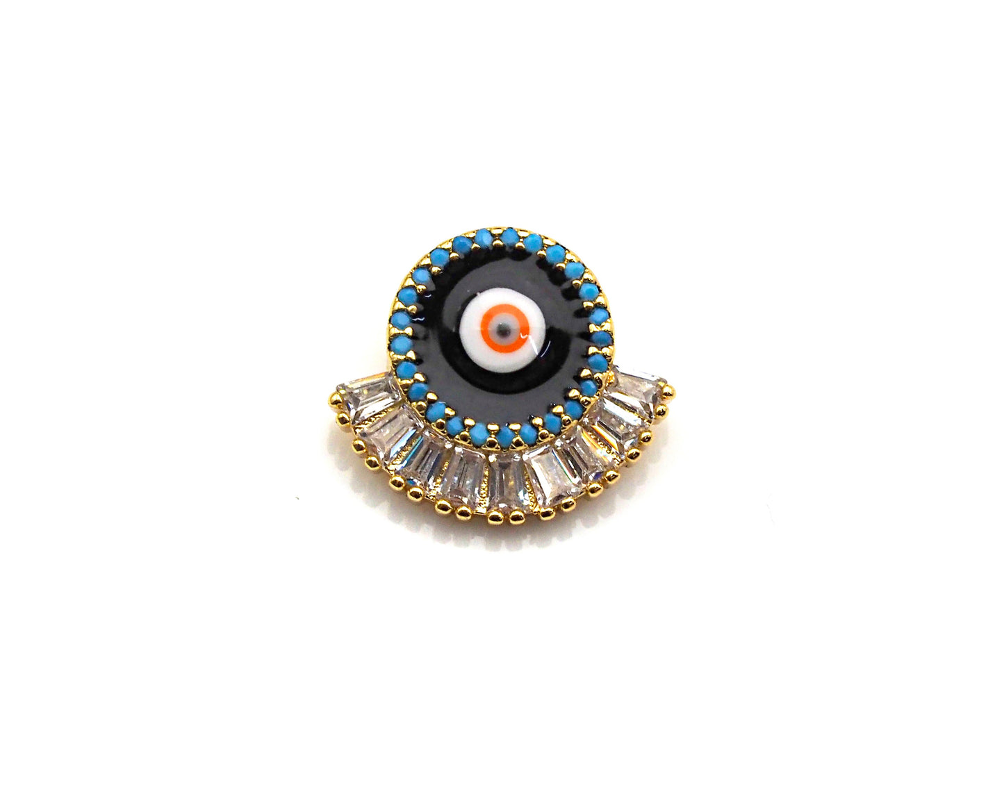 CZ Pave Enamel Evil Eye Pendant/Charm, Black/Blue/Red Evil eye,SKU#Z737C