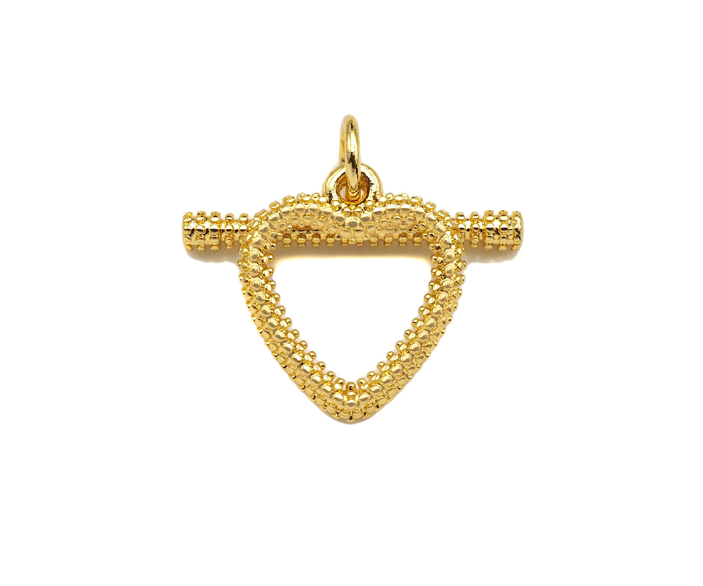 18K Gold Heart With Arrow Bar Shape Toggle Clasp,Necklace Bracelet Clasp/Connetor,18x14mm, Sku#Z1295