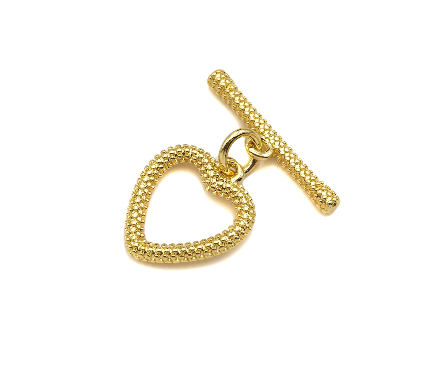 18K Gold Heart With Arrow Bar Shape Toggle Clasp,Necklace Bracelet Clasp/Connetor,18x14mm, Sku#Z1295
