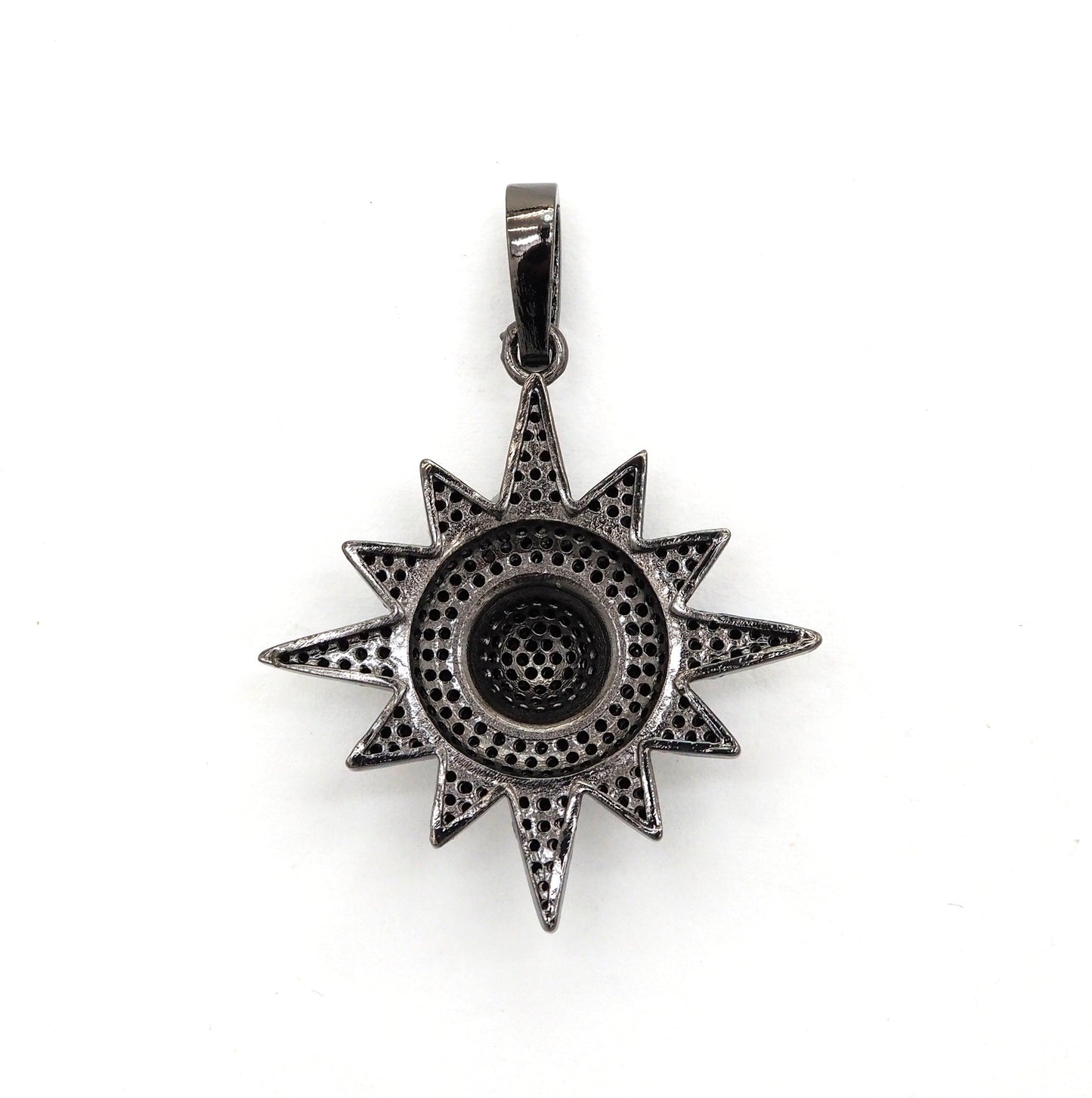 Black CZ Pave On Black Micro Pave Star Charm Beads, Cubic Zirconia Paved Star Charm,32x36mm, sku#F541