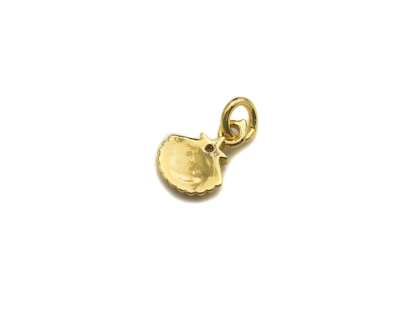 Tiny Star On Shell Shaped Pendant/Charm, Shell Cubic Zirconia Pendant Charm, Gold Shell Charm, 8x10mm,sku#Z807