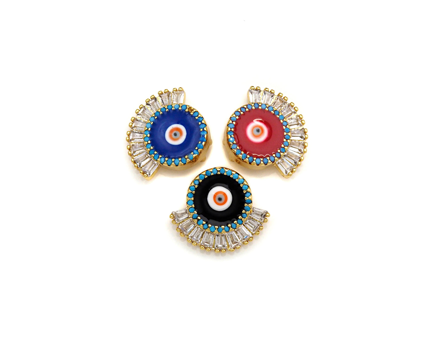 CZ Pave Enamel Evil Eye Pendant/Charm, Black/Blue/Red Evil eye,SKU#Z737C