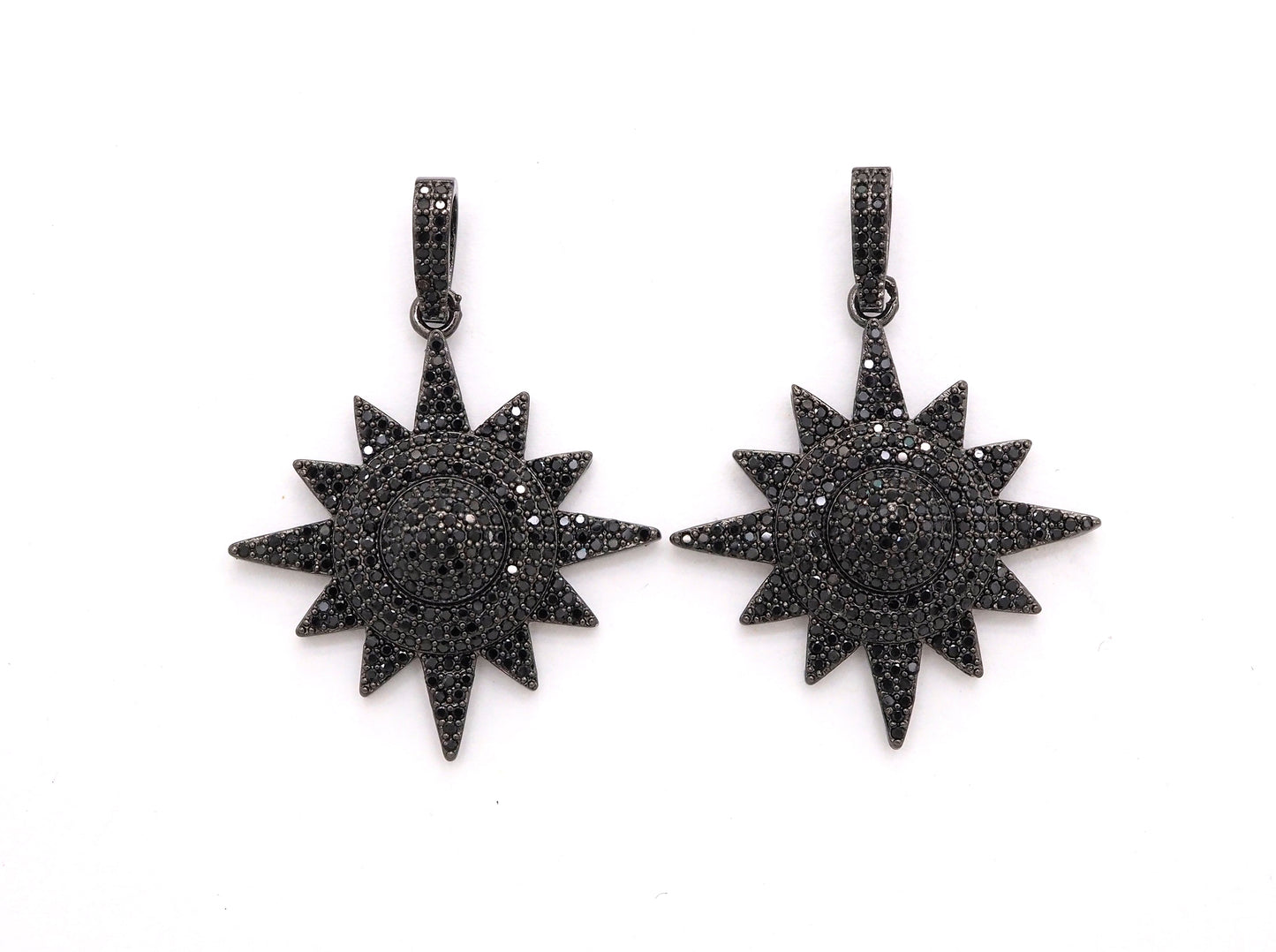 Black CZ Pave On Black Micro Pave Star Charm Beads, Cubic Zirconia Paved Star Charm,32x36mm, sku#F541