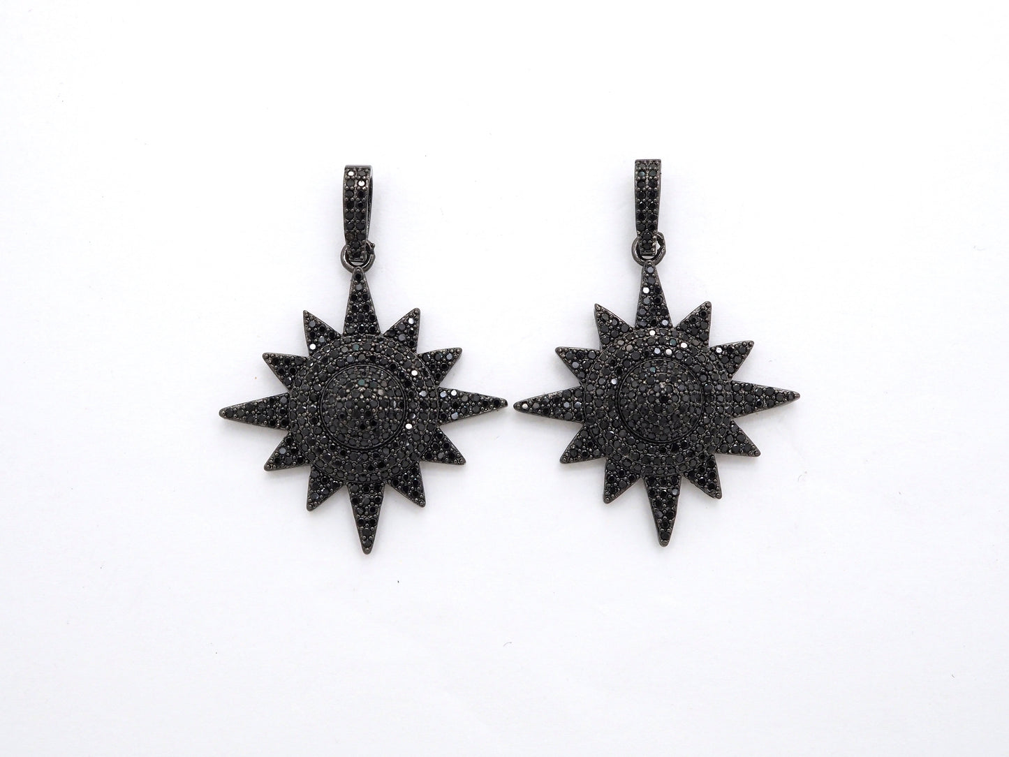 Black CZ Pave On Black Micro Pave Star Charm Beads, Cubic Zirconia Paved Star Charm,32x36mm, sku#F541
