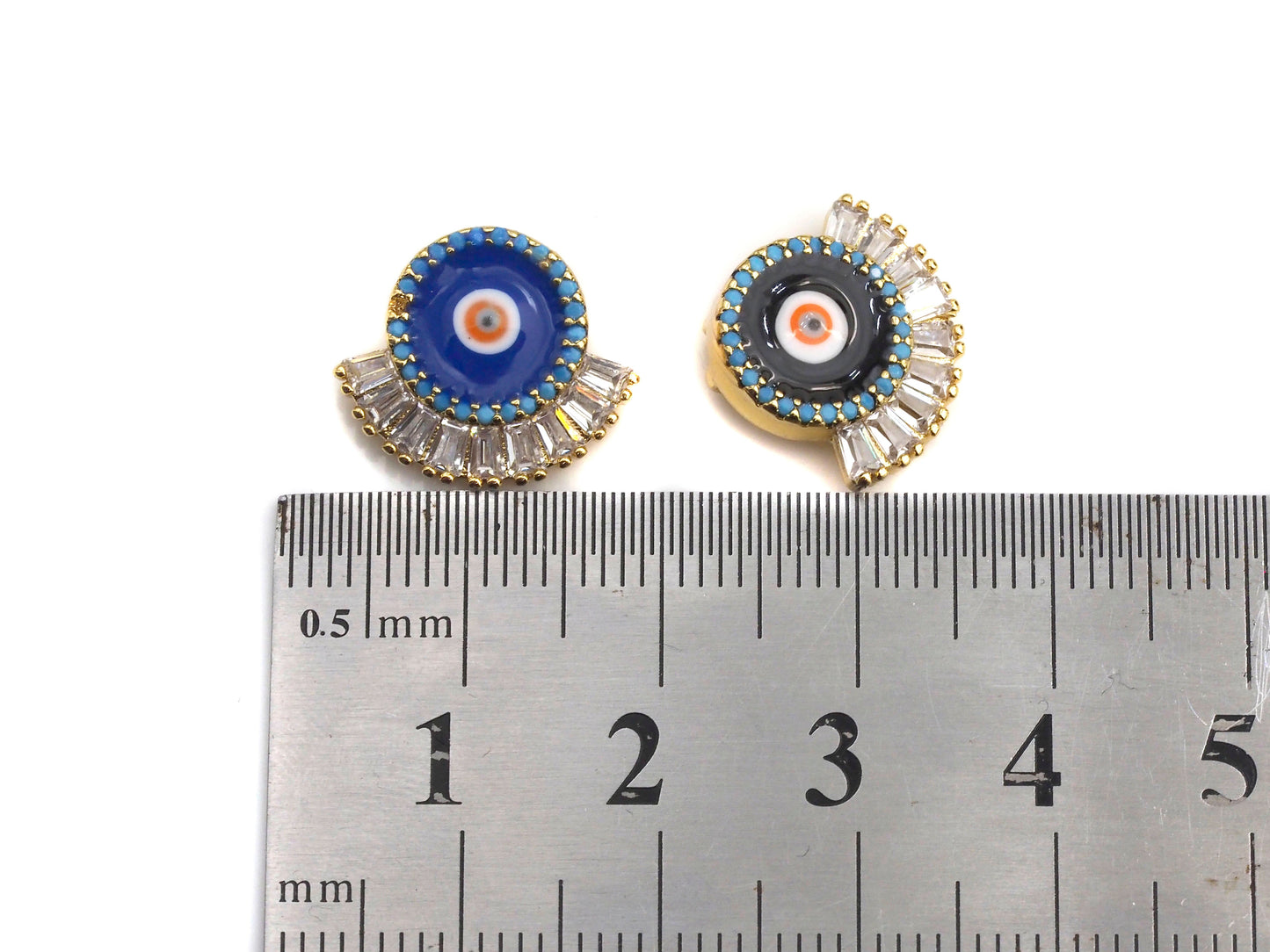 CZ Pave Enamel Evil Eye Pendant/Charm, Black/Blue/Red Evil eye,SKU#Z737C