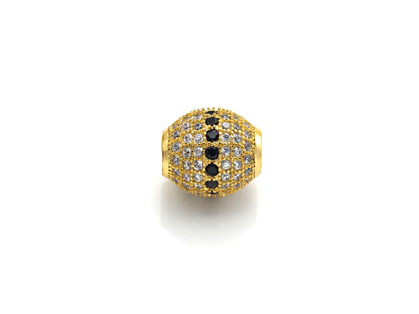 CZ Micro Pave Oval Spacer Beads with Clear/Black CZ for Bracelet/Necklace, Cubic Zirconia Beads, Bracelet Beads, 12x13mm,sku#Z1048