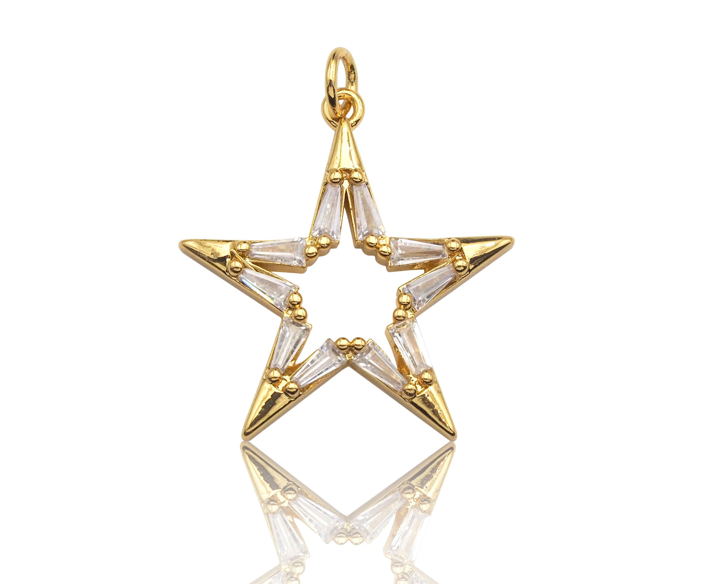 CZ Micro Pave Large Five Star Shape Pendant , 23x25mm,  SKU#F1186C