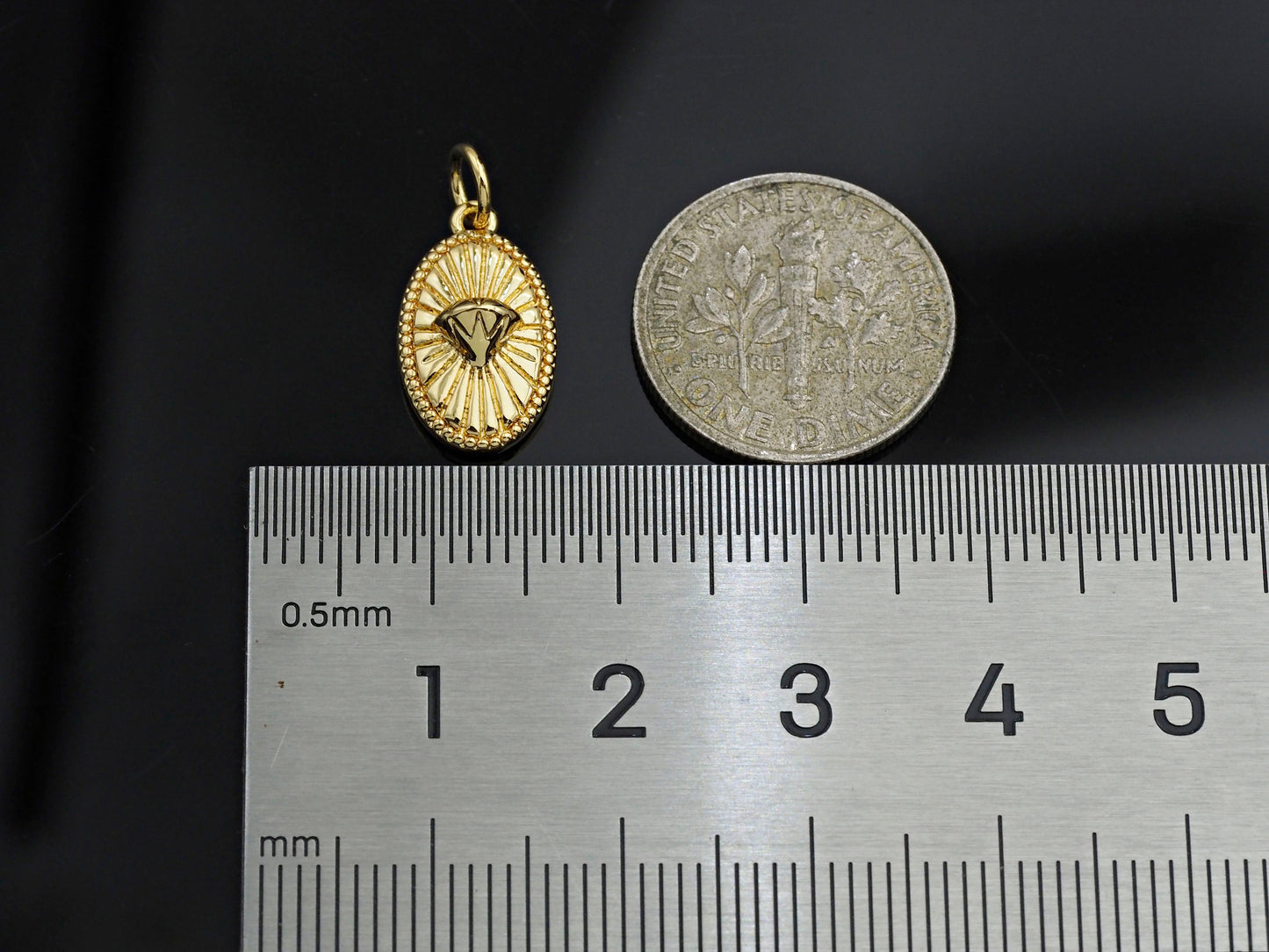 CZ Micro Pave Embossed Diamond On Oval Shape Pendant, Sku#F1229C