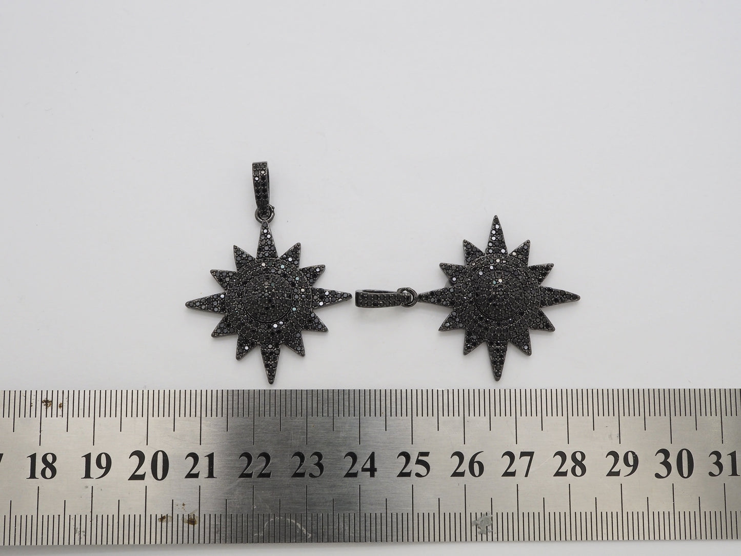 Black CZ Pave On Black Micro Pave Star Charm Beads, Cubic Zirconia Paved Star Charm,32x36mm, sku#F541