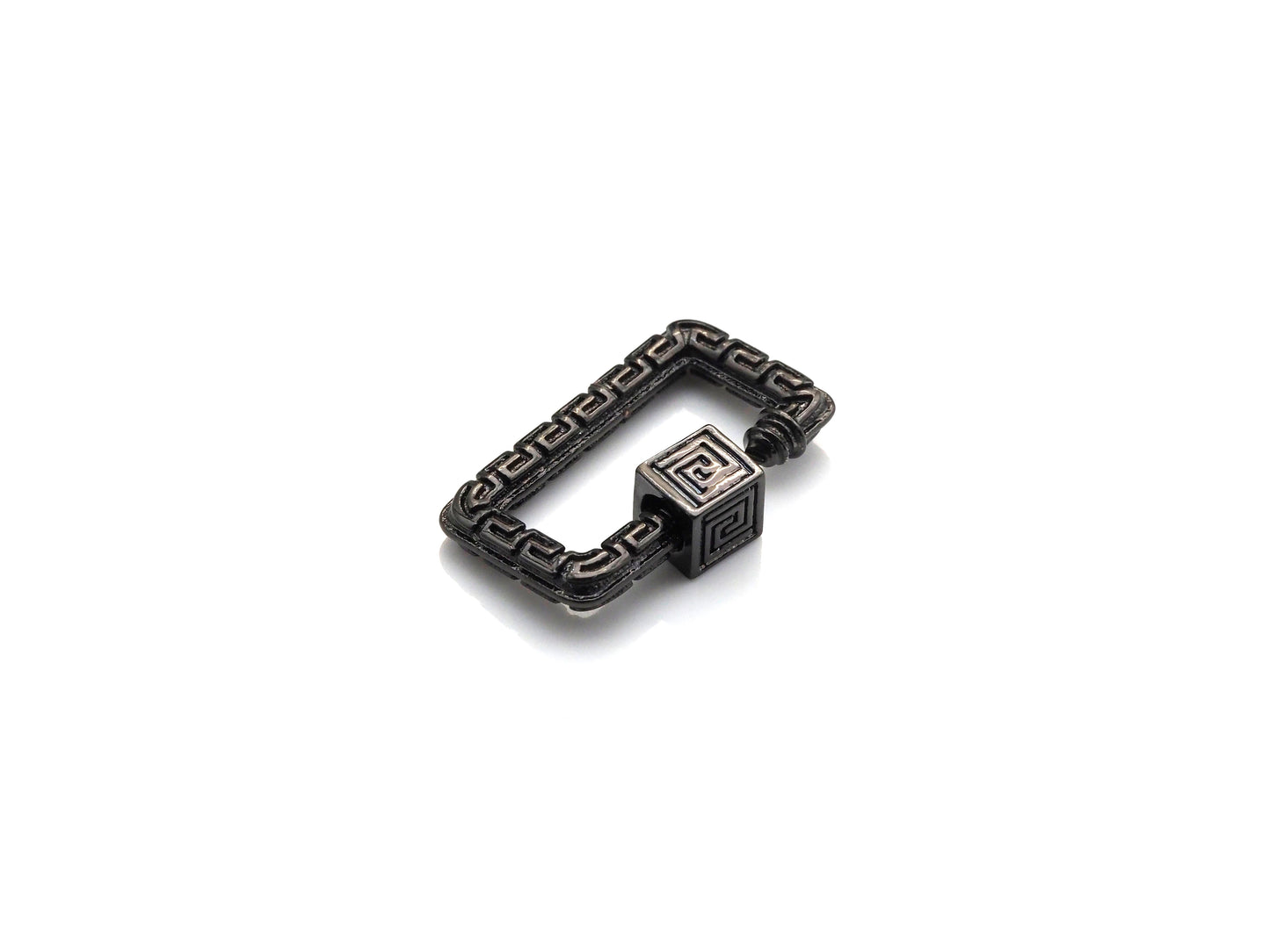 Engraved Rectangle Shape Clasp, CZ Pave Clasp, Gold/Silver/Rose Gold/Gunmetal Carabiner Clasp, 14x23mm, sku#H210