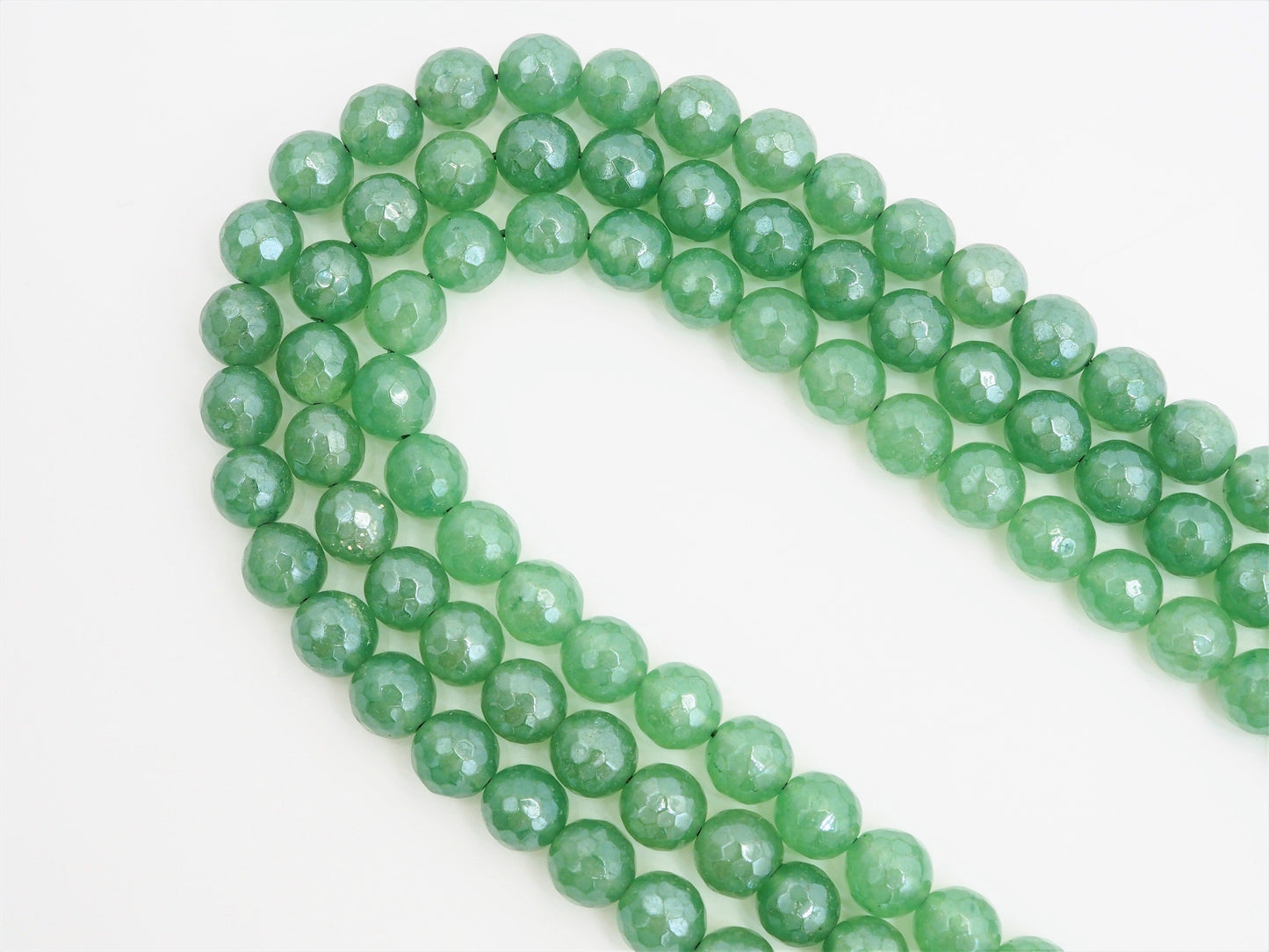 Mystic Plated Natural Faceted Green Aventurine beads, 6mm/8mm/10mm, SKU#U304